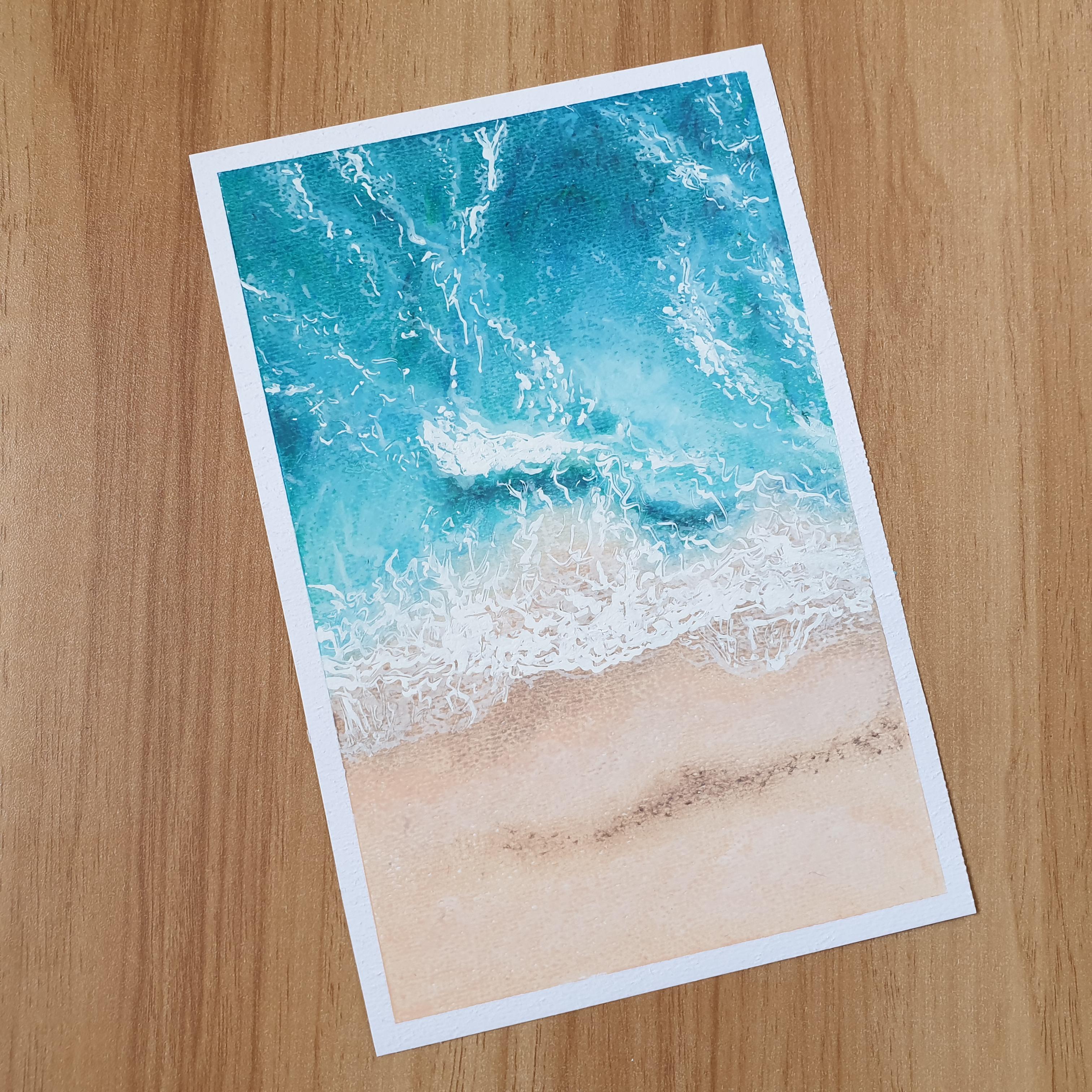 Oil Pastel Drawing of a Beautiful Beach. First time using oil pastels