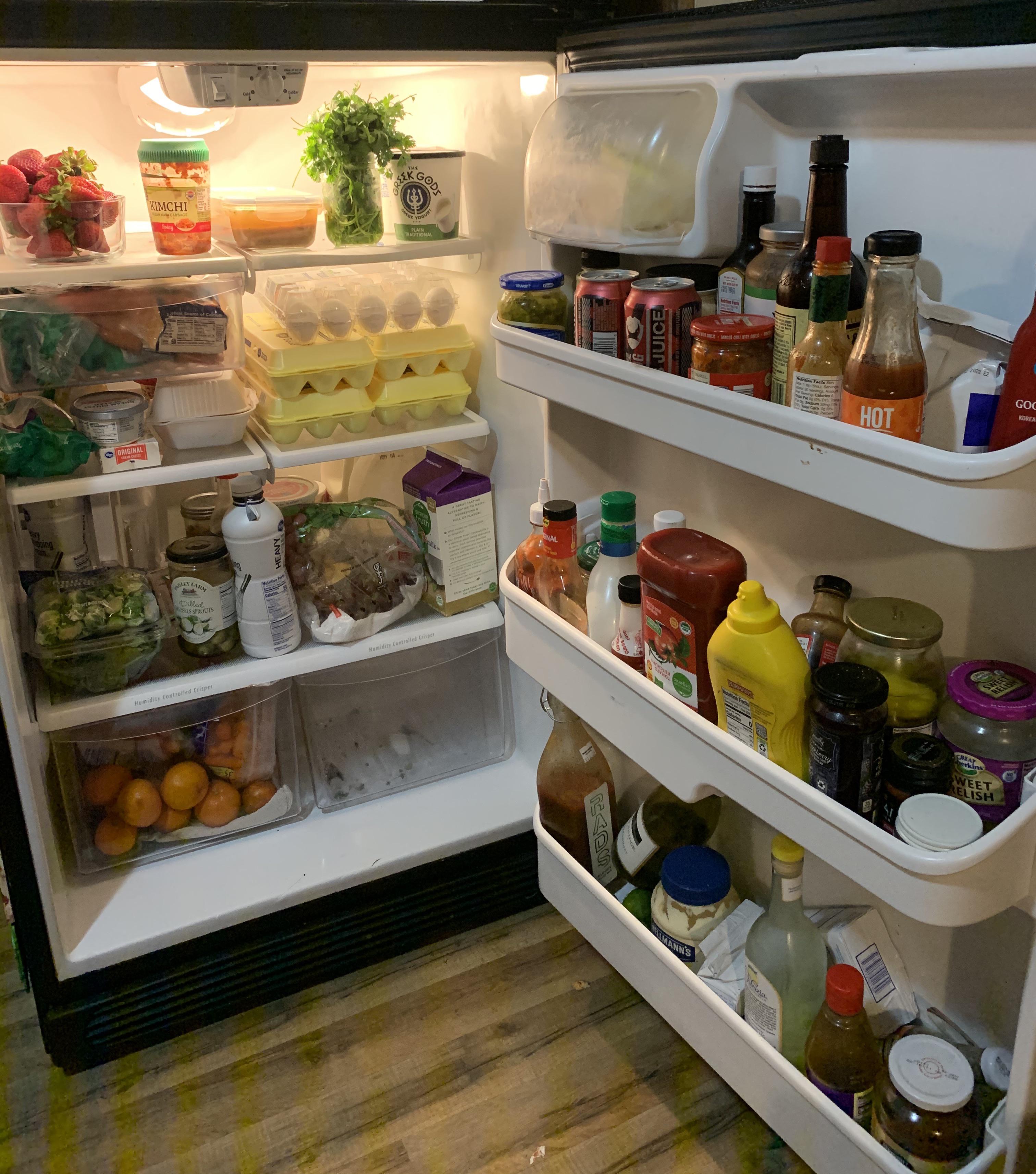 Not an overly stocked fridge. But not also in need of a grocery run