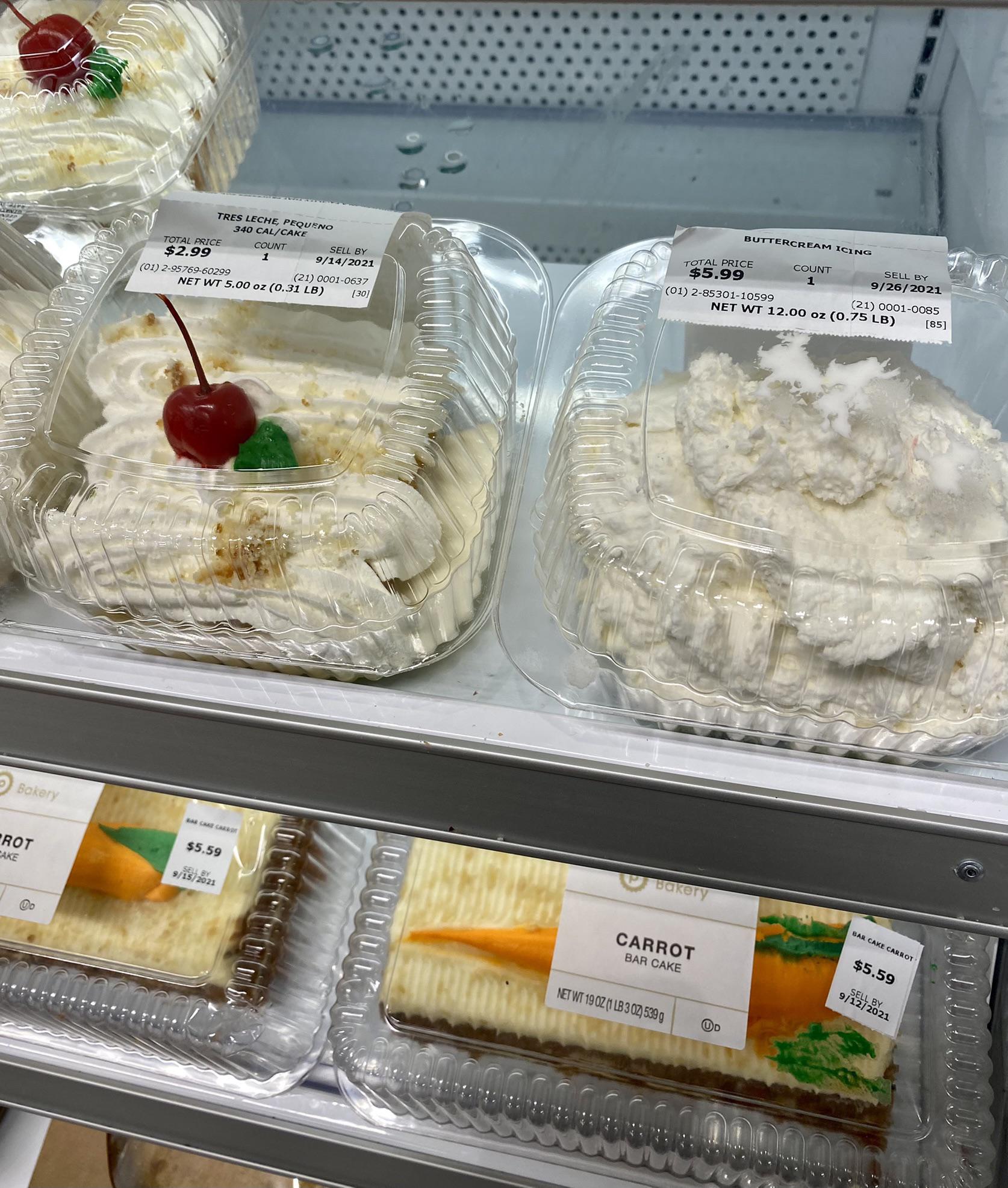 Local grocery store sells buttercream icing in cakes section that is