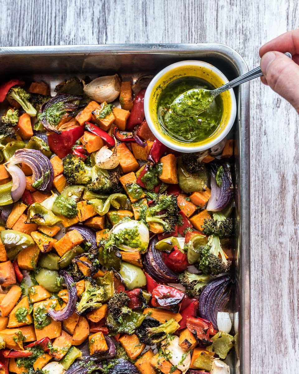 Roasted Vegetables with Cilantro Dressing r/vegetarianrecipes