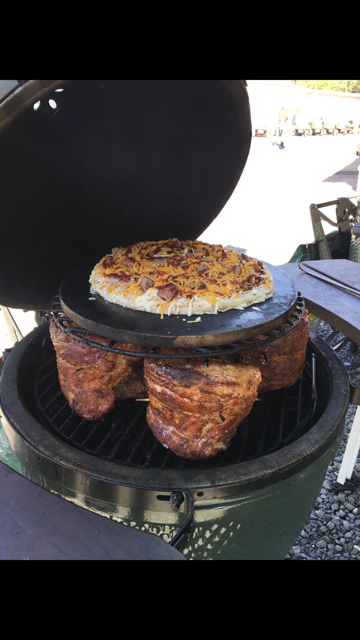 Pizza and ribs at the same damn time r/biggreenegg