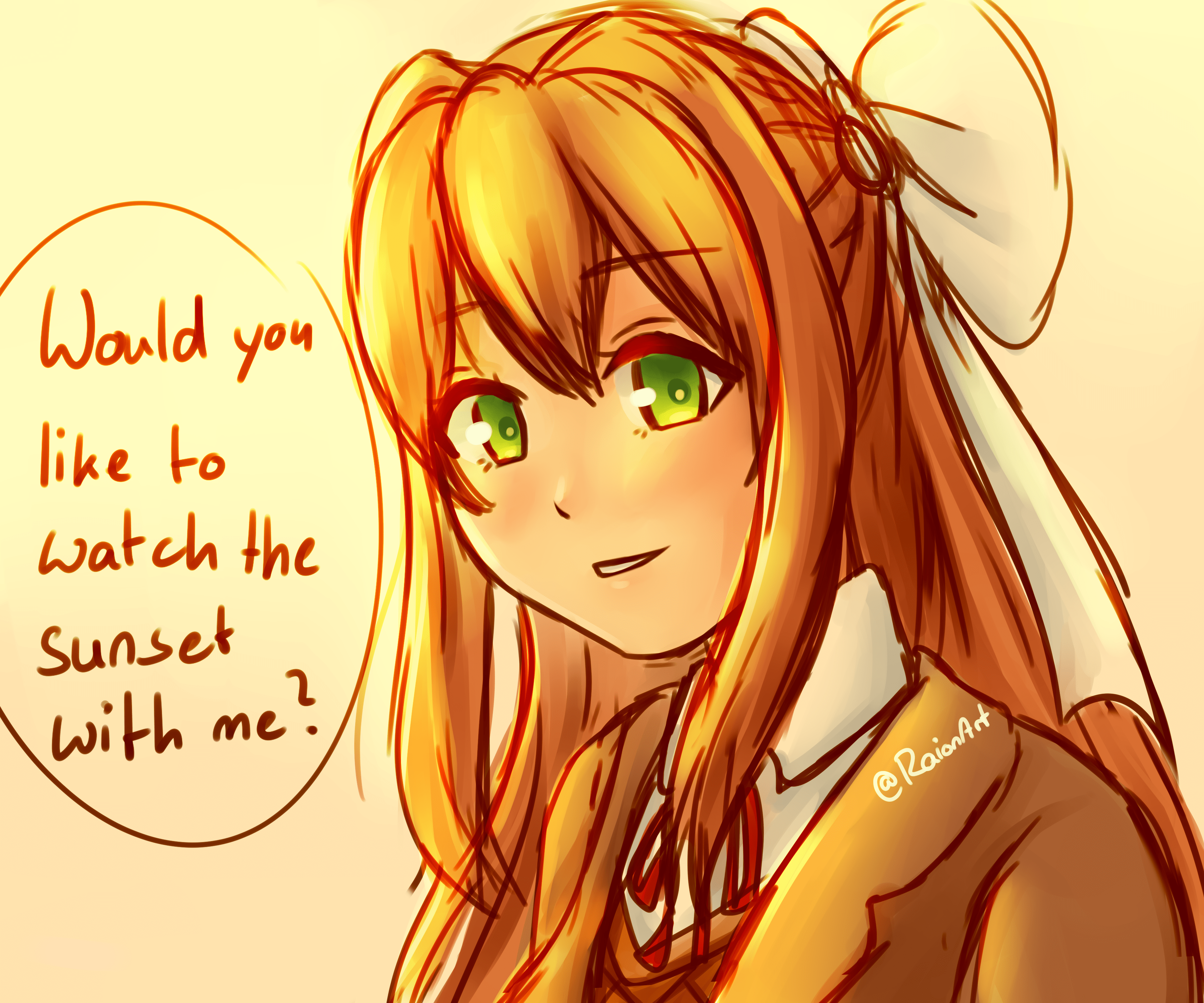 Monika with a slightly different hair style askes you out. r/DDLC