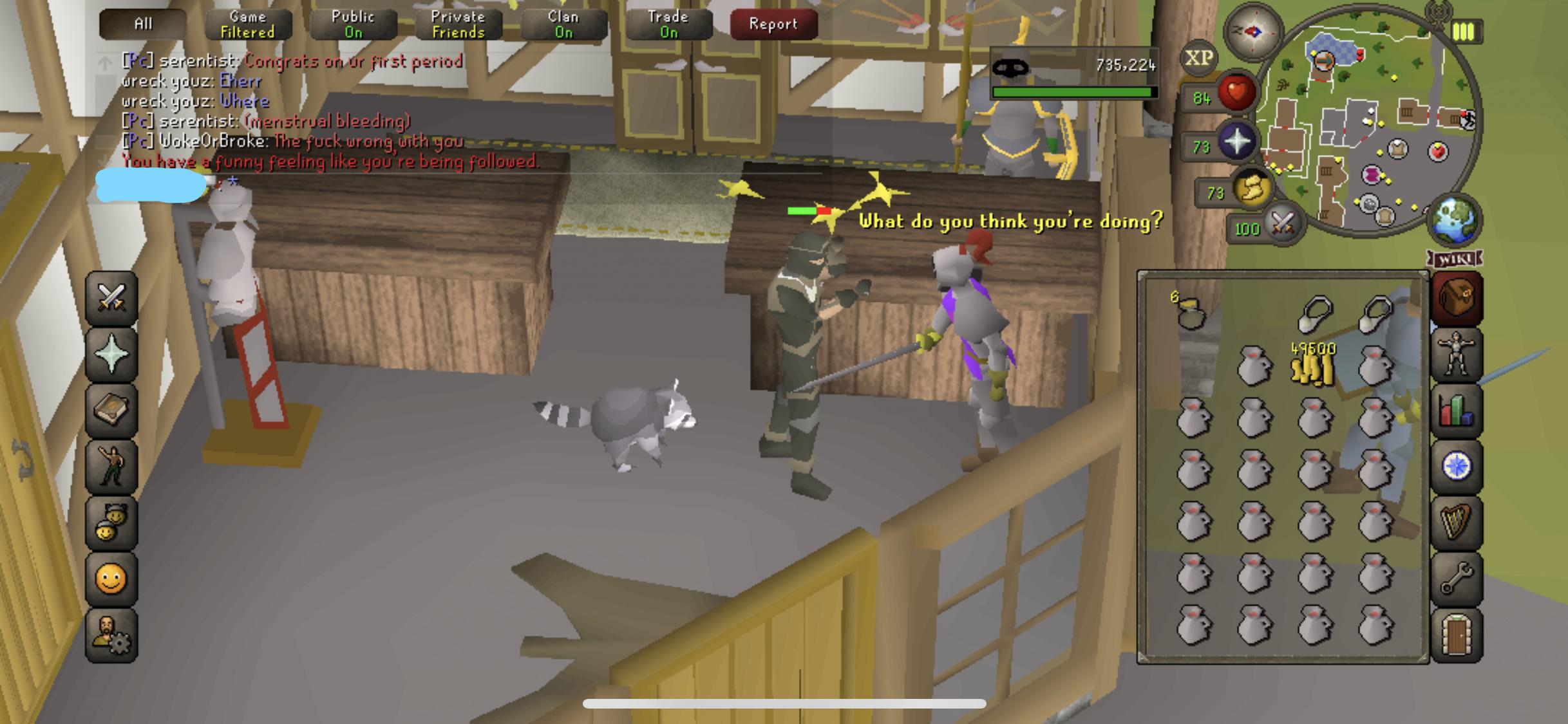 First pet with 69 thieving on Ardy Knights. Random pest control clan
