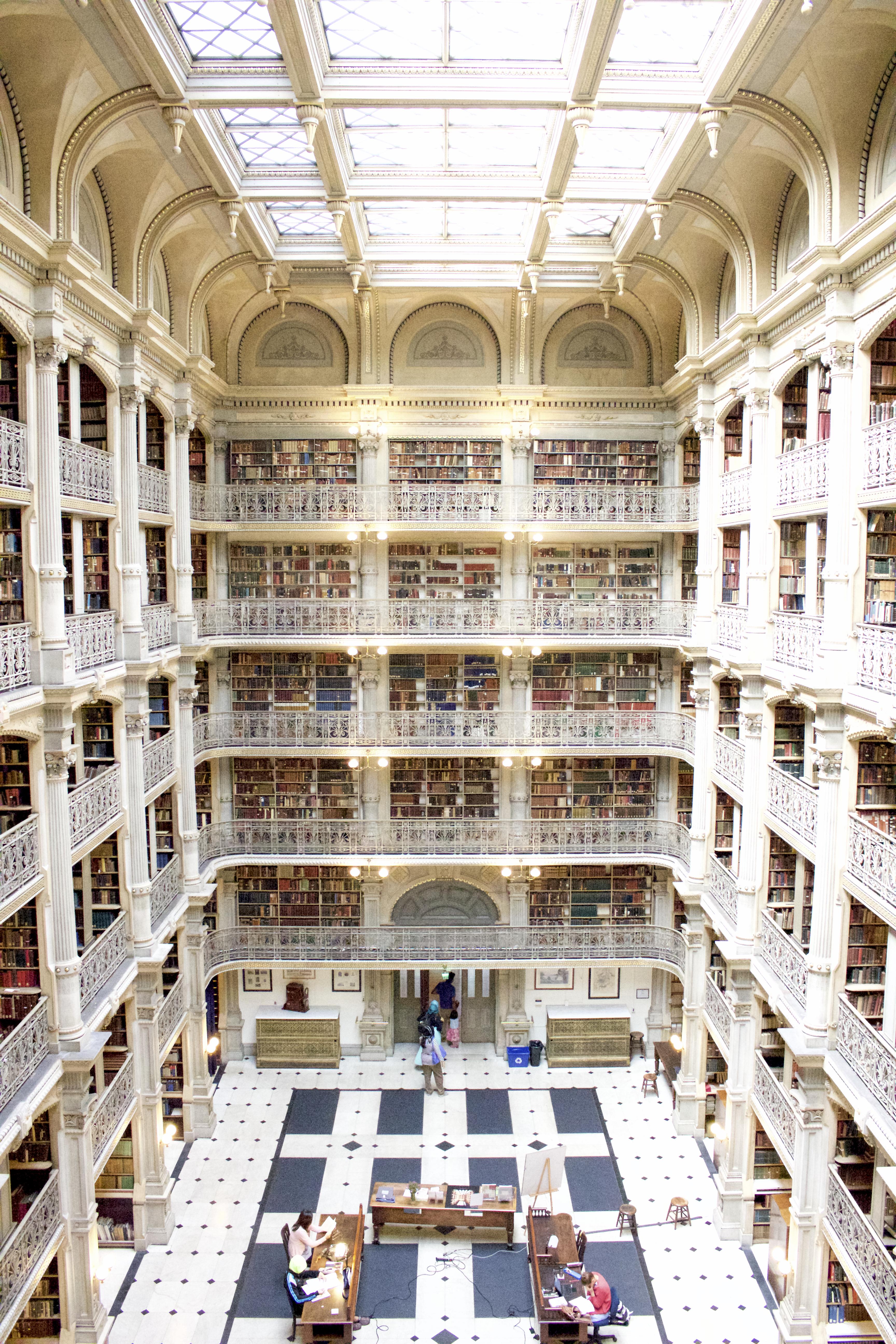 The Peabody Library, Baltimore, MD [3456 x 5184][OC] r/bookporn