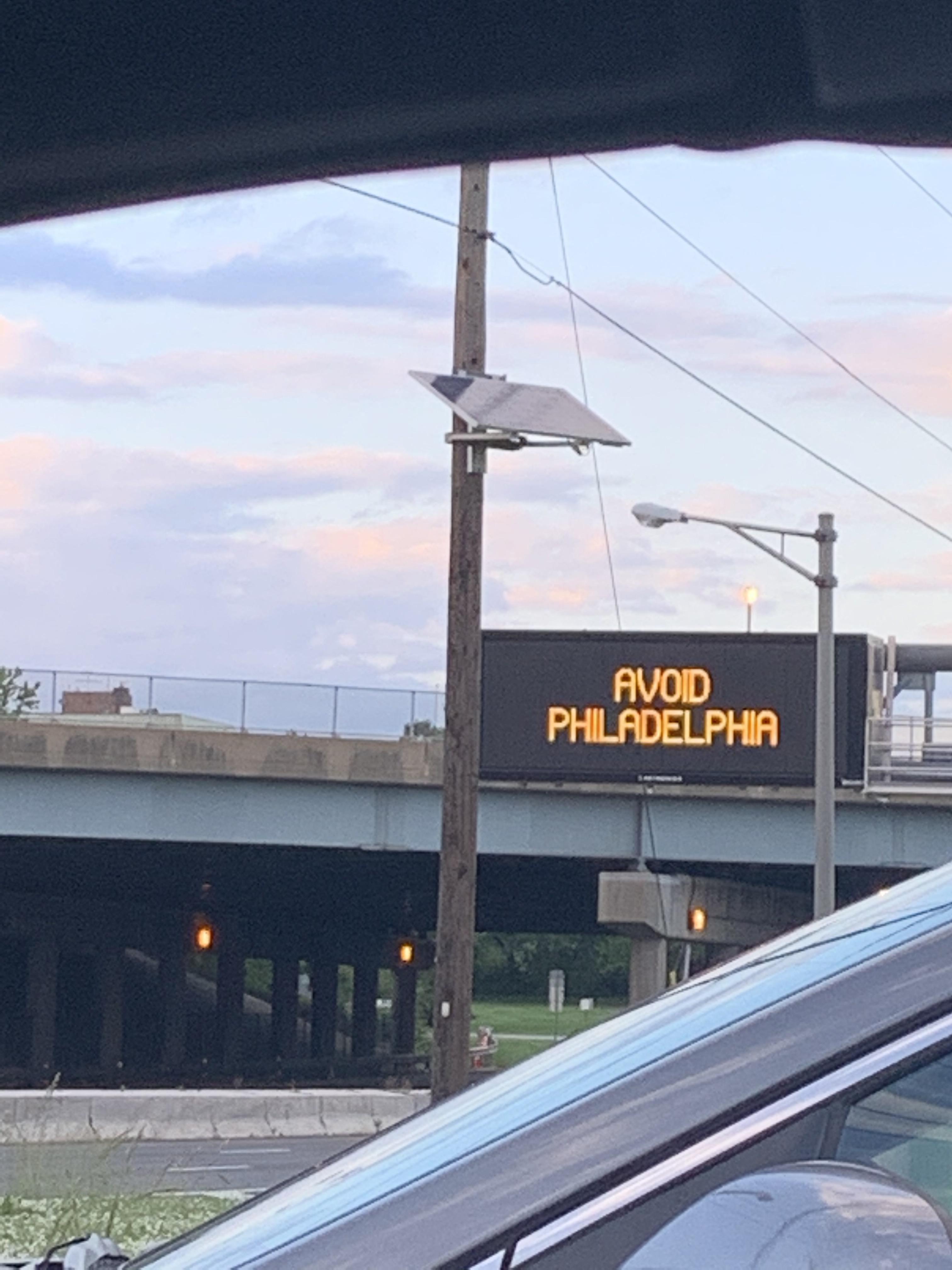 Found right off of the Betsy Ross bridge in New Jersey. “Avoid