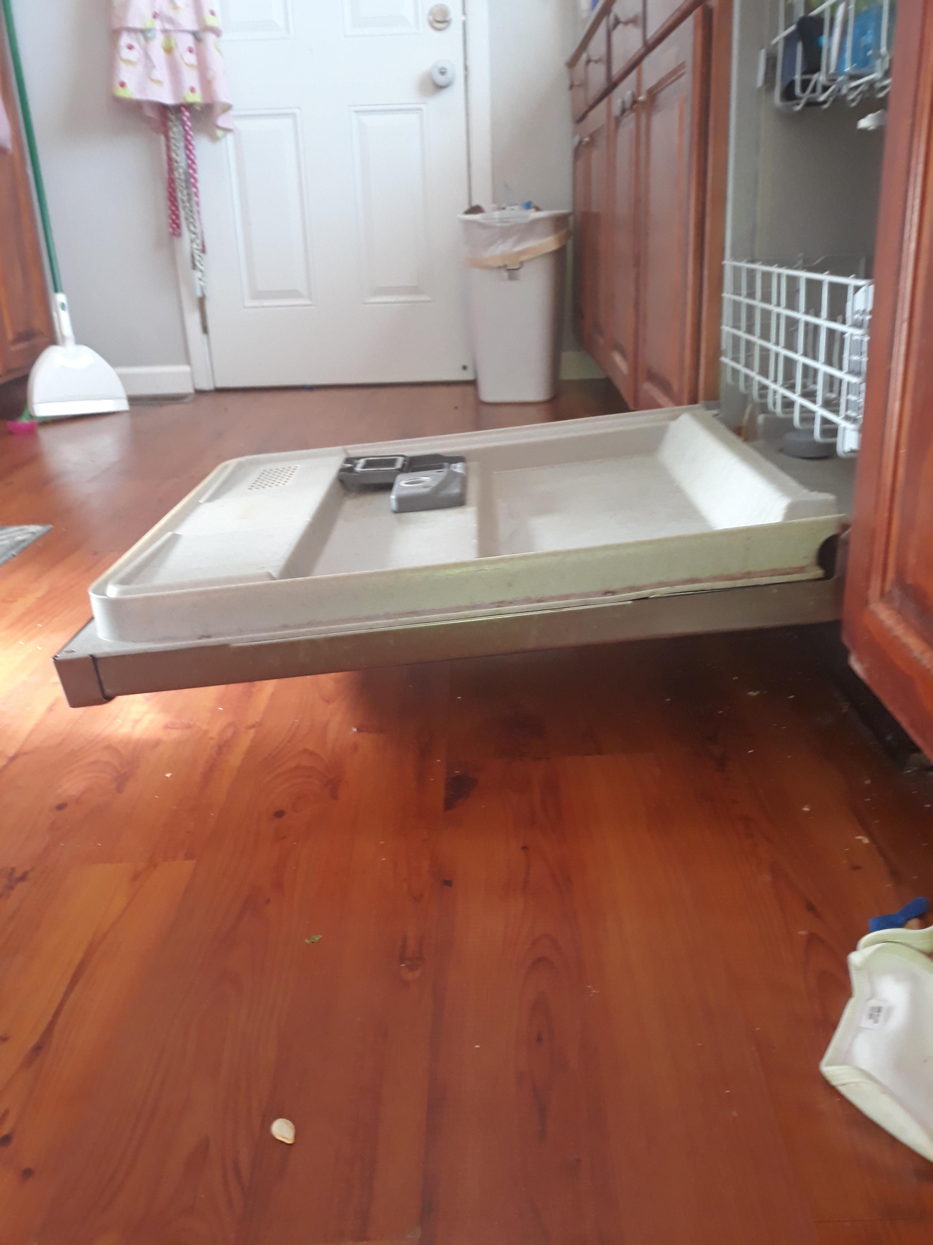 How to fix dishwasher door (leans too far down, kids sat on it) r