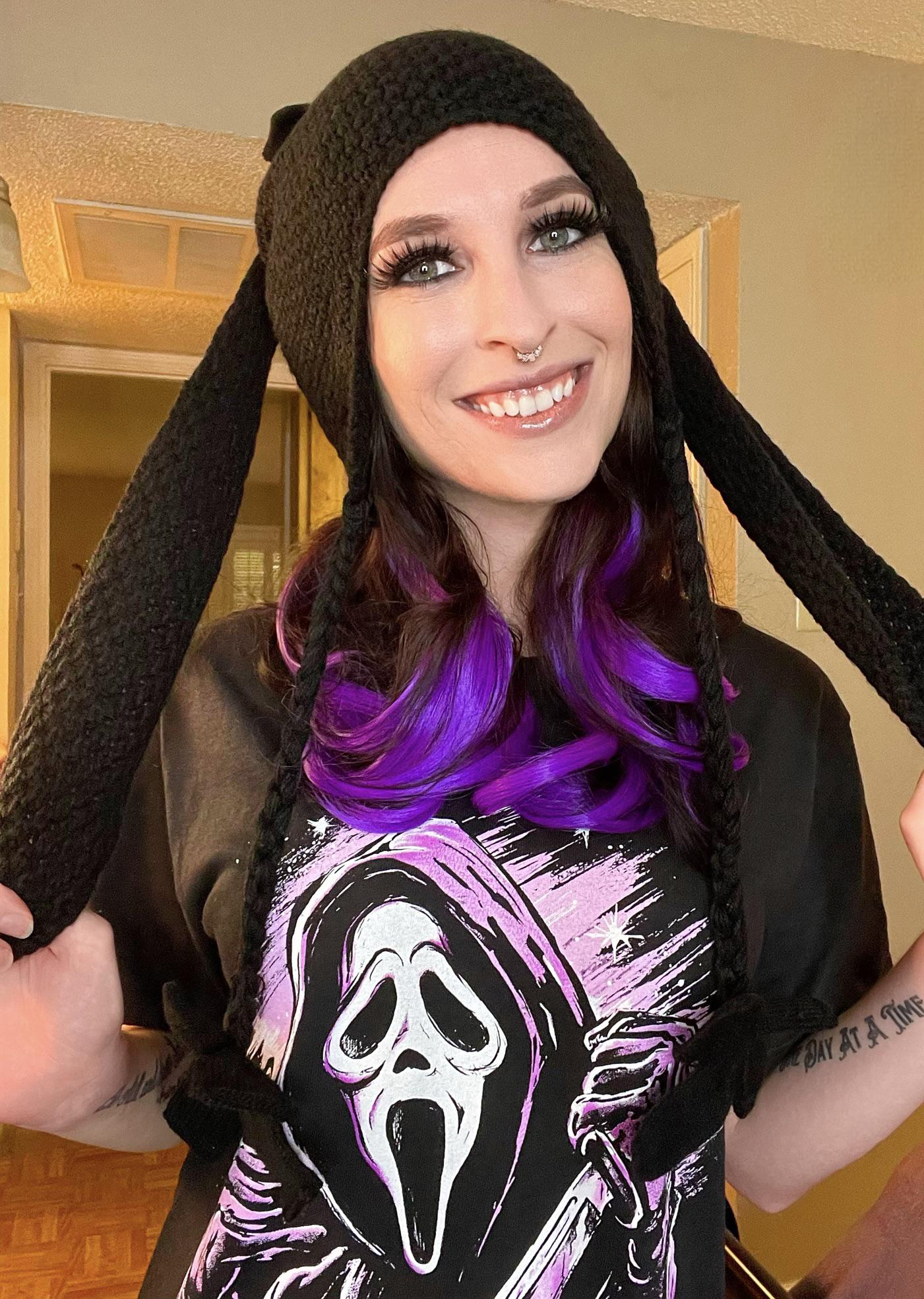 I love my new bunny ear beanie!🖤 r/EmoStyle