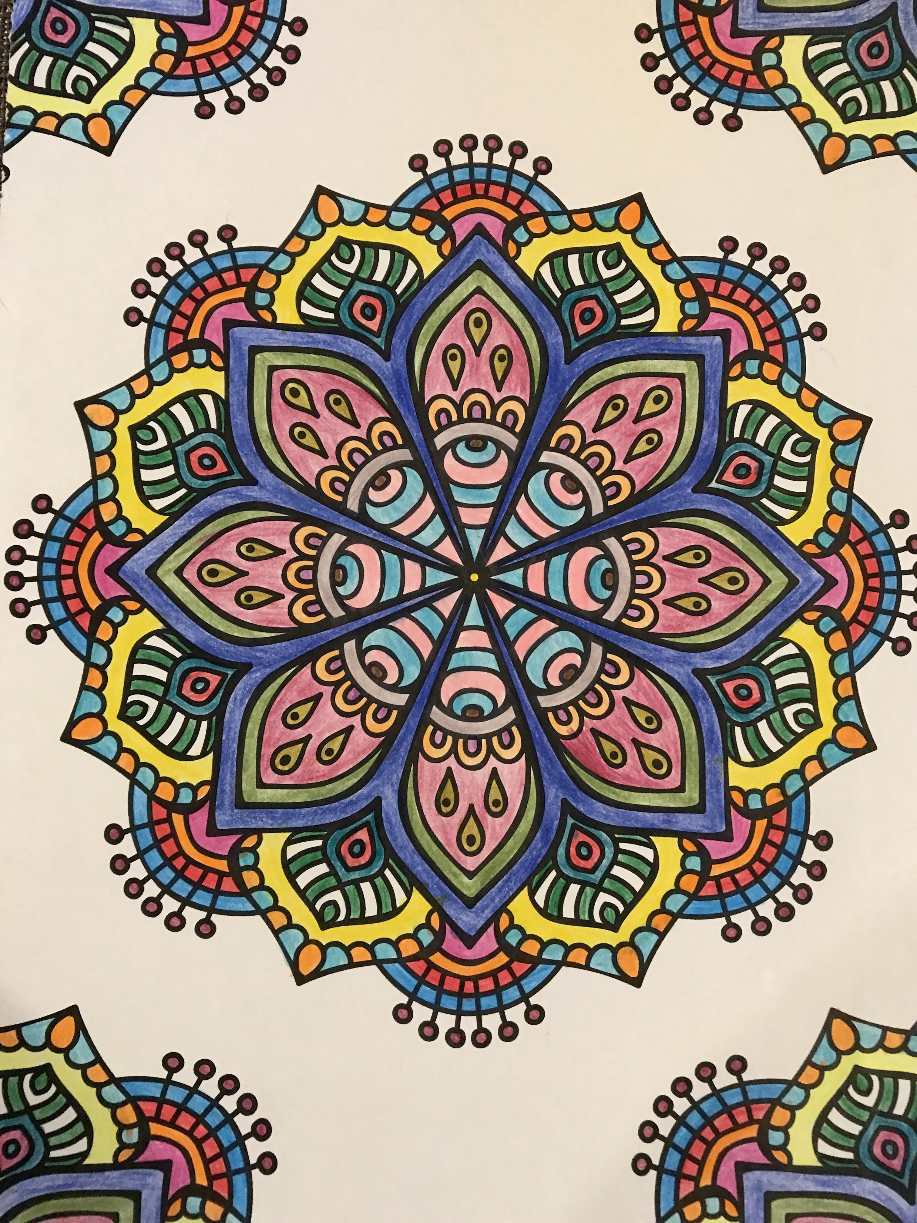 Mandala colored with Crayola colored pencils r/Coloring