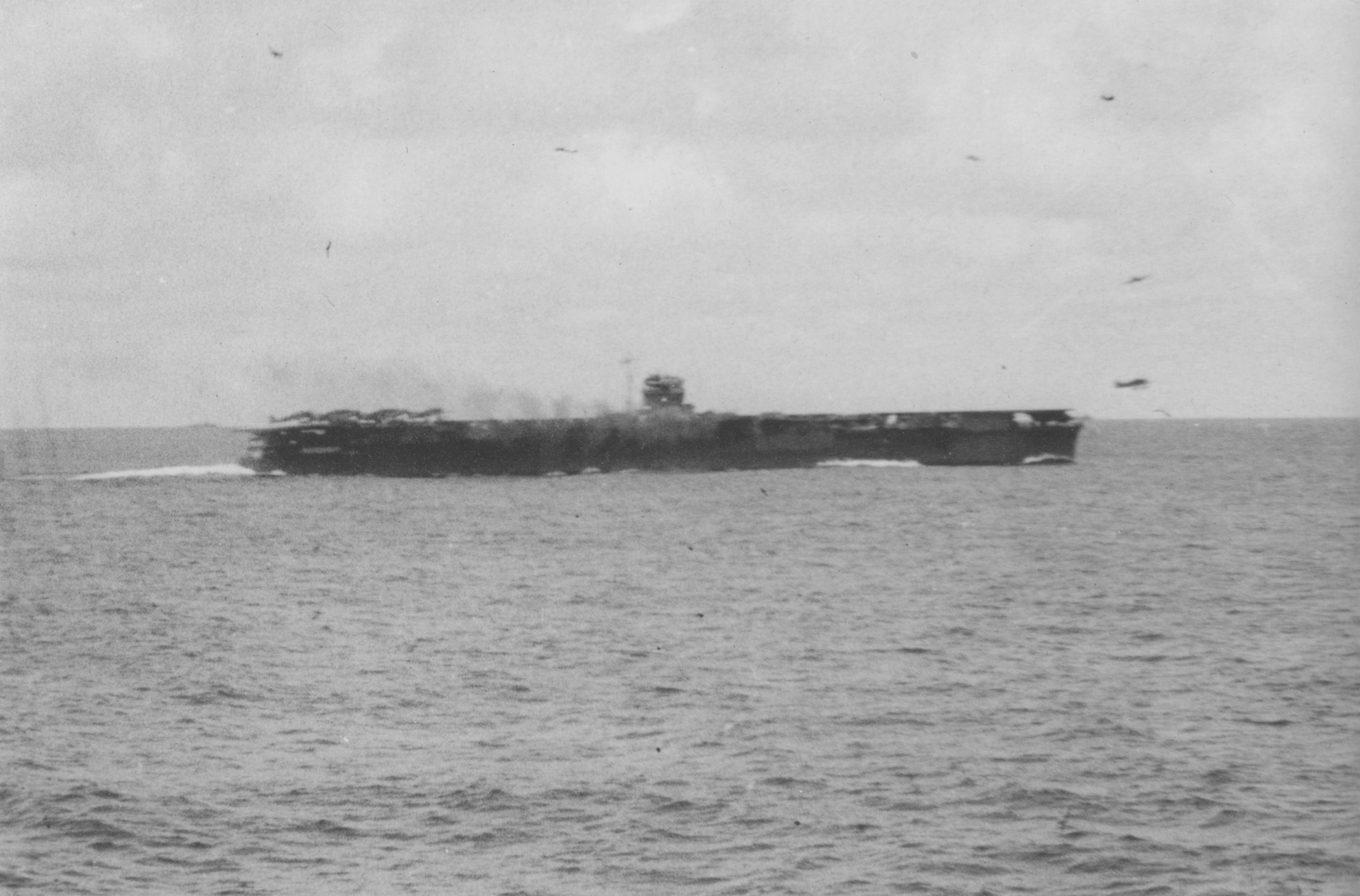 Japanese aircraft carrier Hiryu conducting flight operations during the
