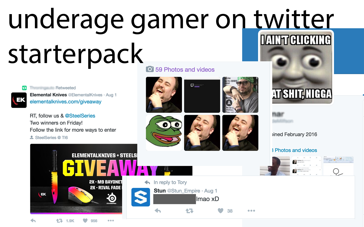 I keep replying to videogame personalities on twitter starterpack