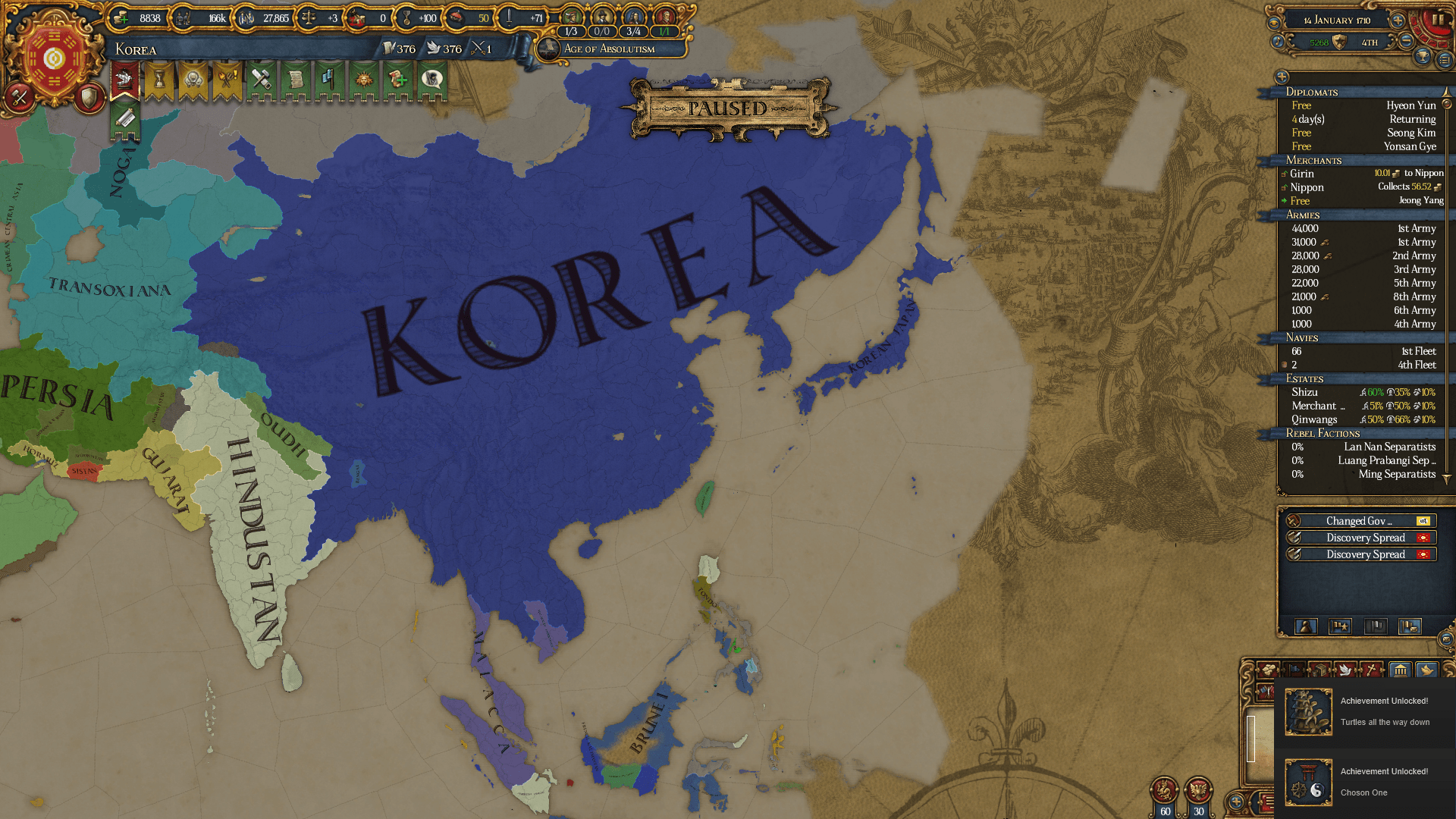 Choson One and Turtle all the way down as Korea r/eu4