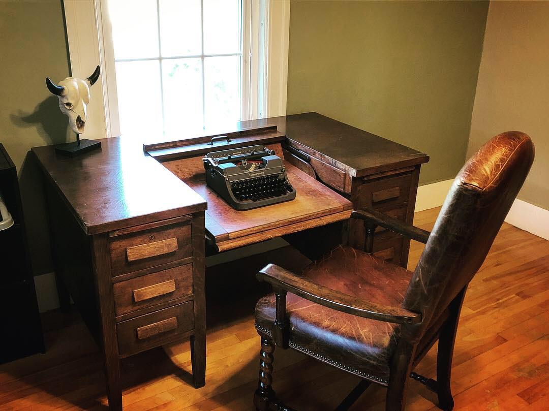 Spent the past few weeks restoring this old typewriter desk. Can’t wait