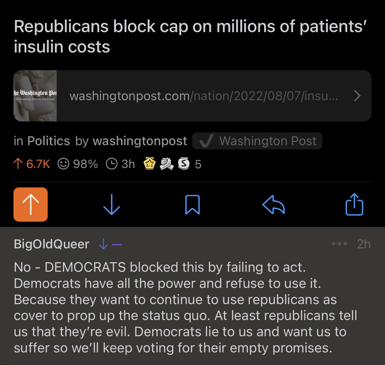 Republicans block insulin bill? Let me explain how this is actually Democrats fault. r/Enough
