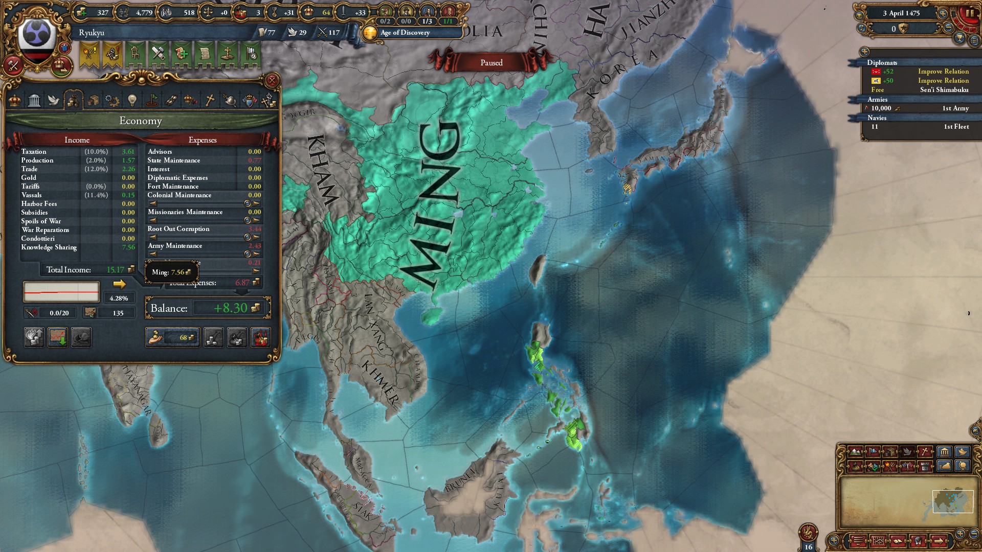 Sharing institution with Ming r/eu4