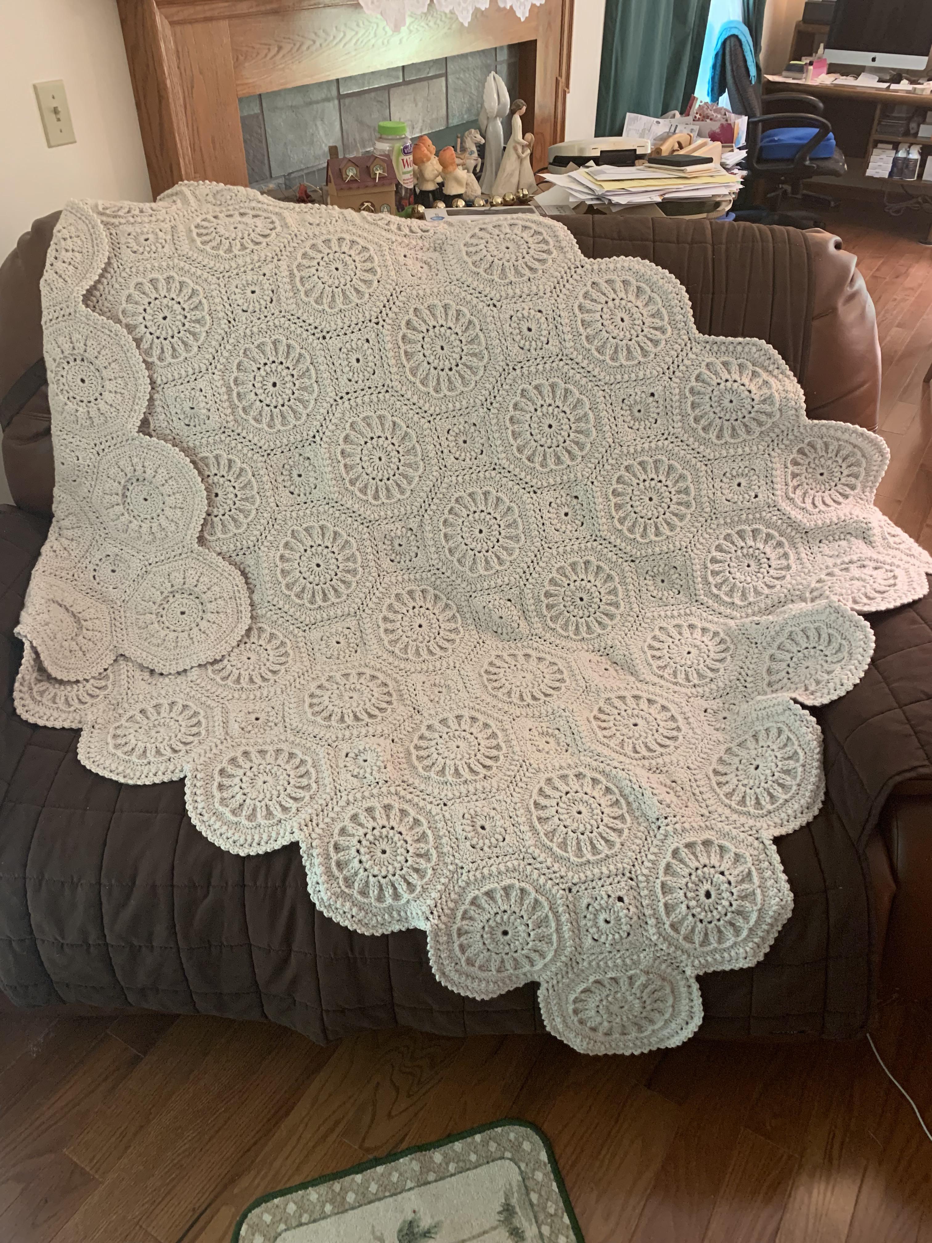 I have finally finished my first blanket! A wedding gift, but I wish I