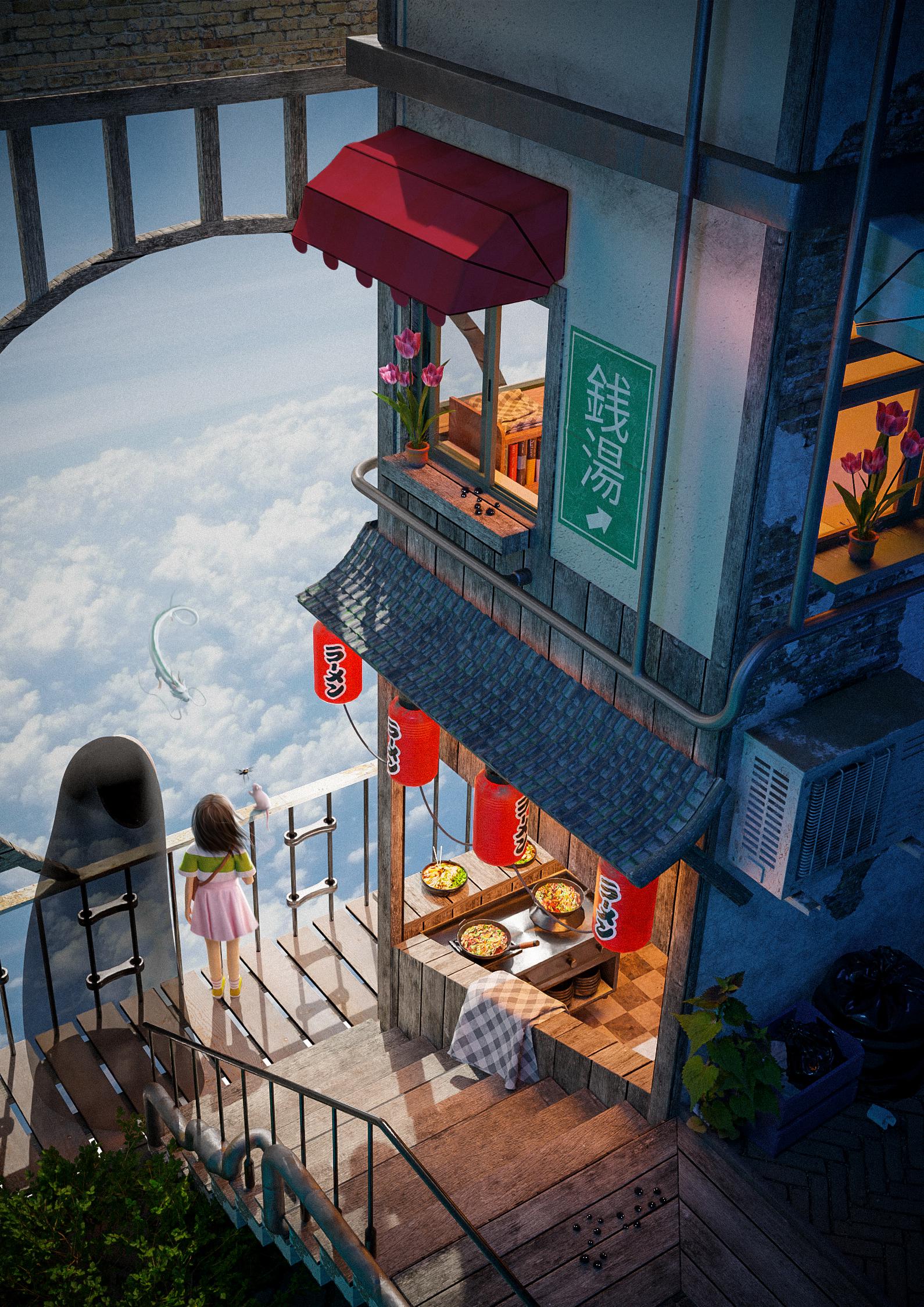 Studio Ghibli inspired. Rendered with cycles r/blender