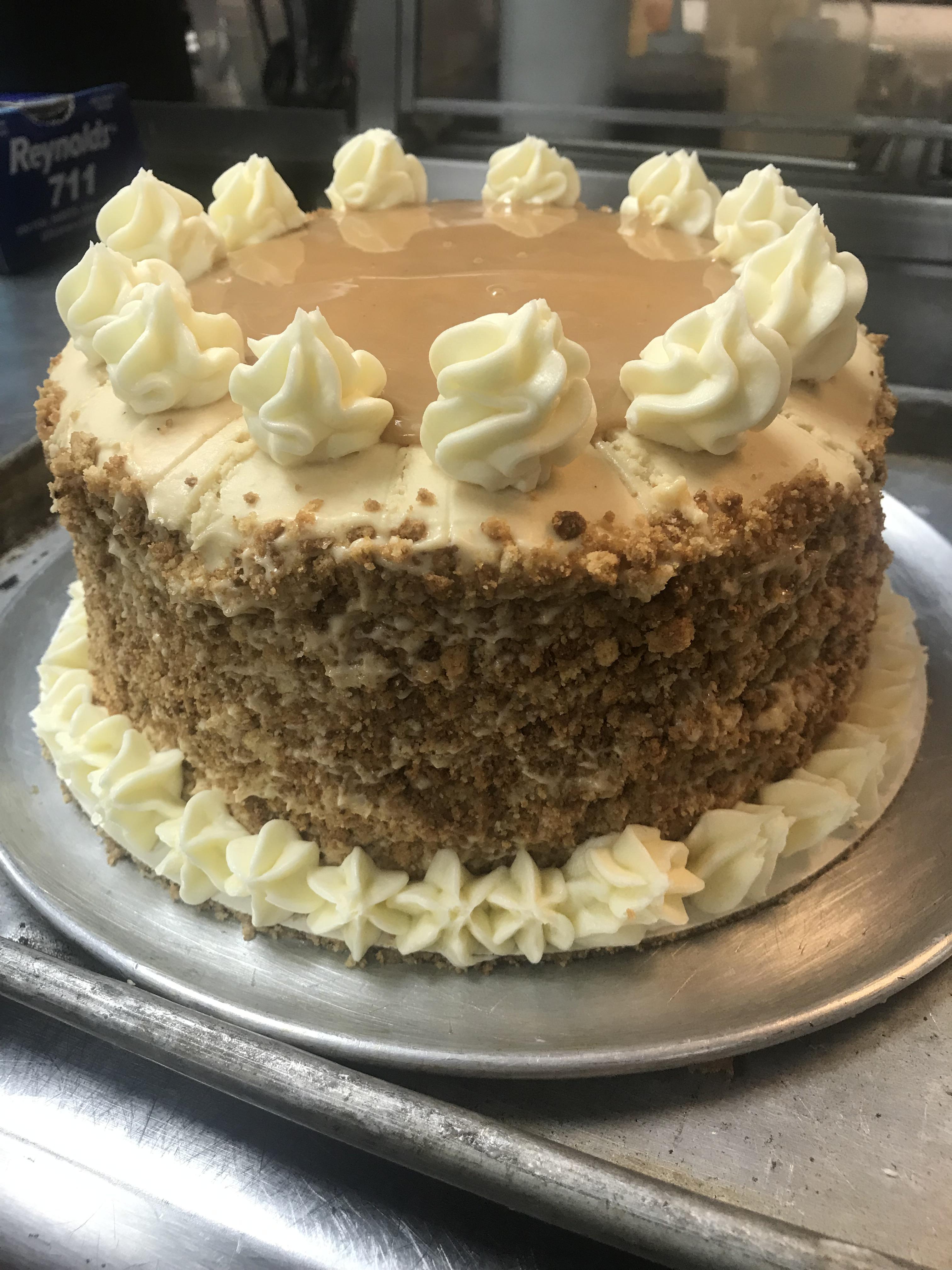 Dulce de Leche cake. Brown butter sponge with dulce de leche frosting