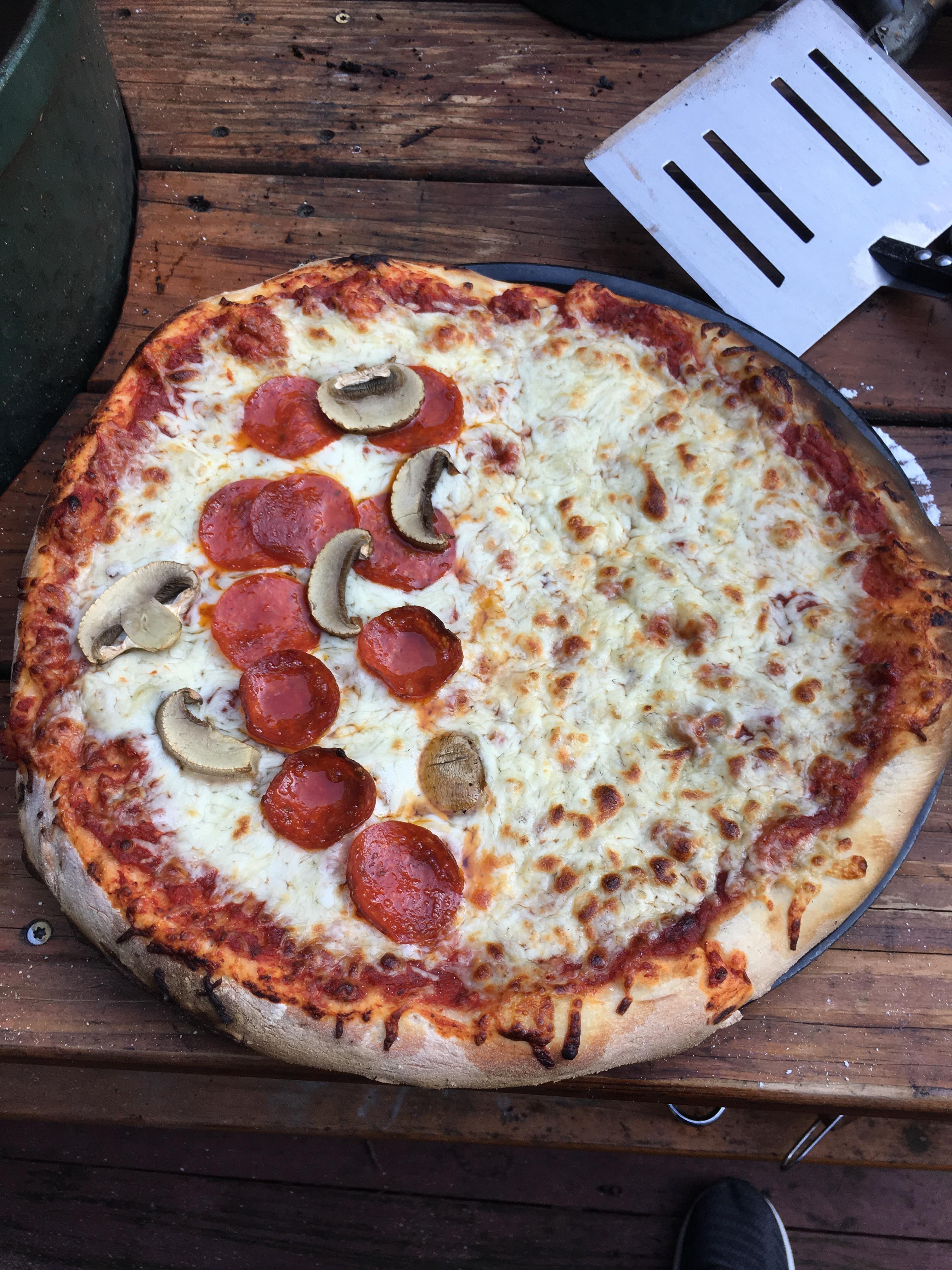 2nd try on Big Green Egg Pizza