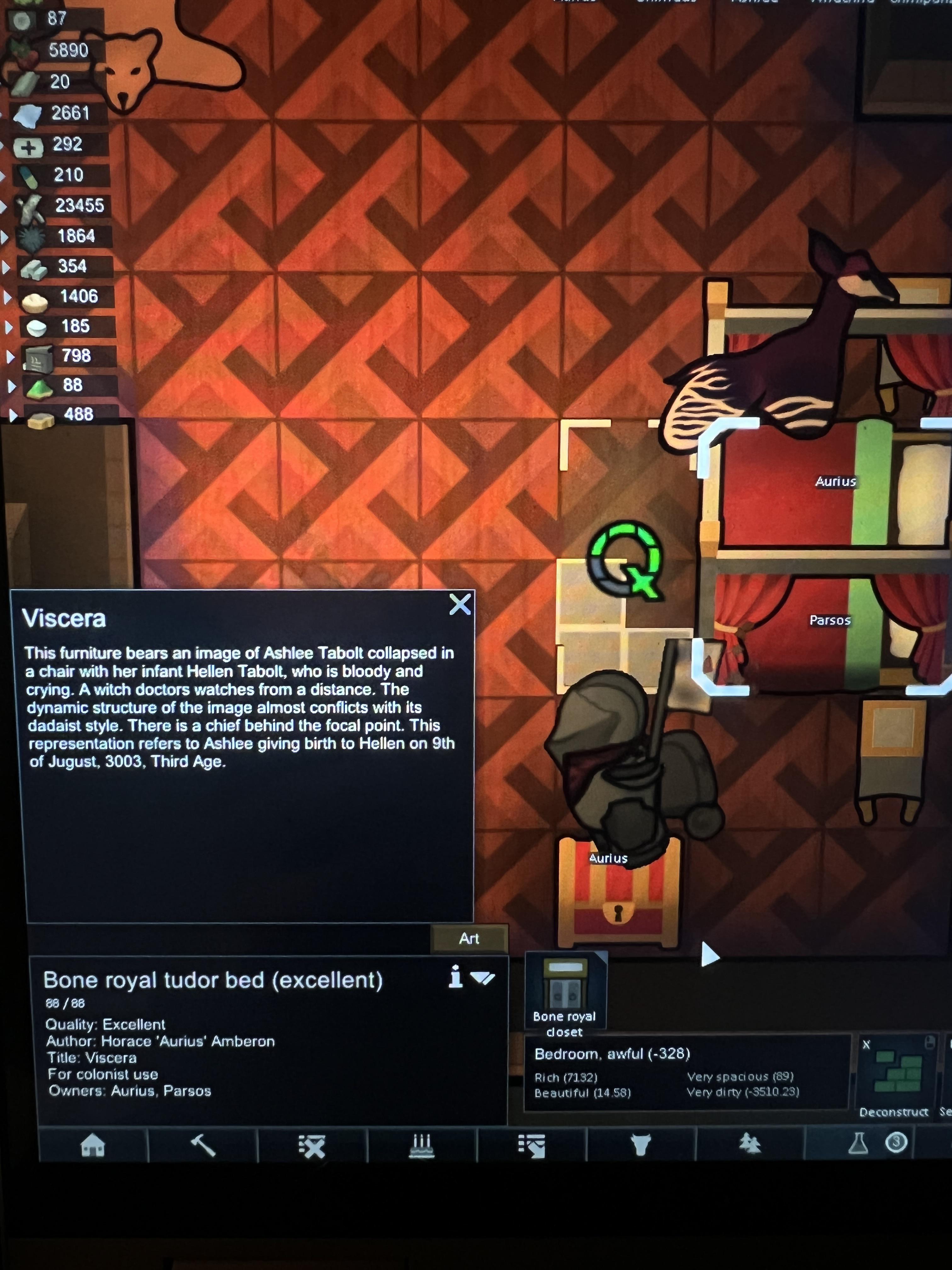 My royal colonist got drunk when building his bed, and carved the wrong