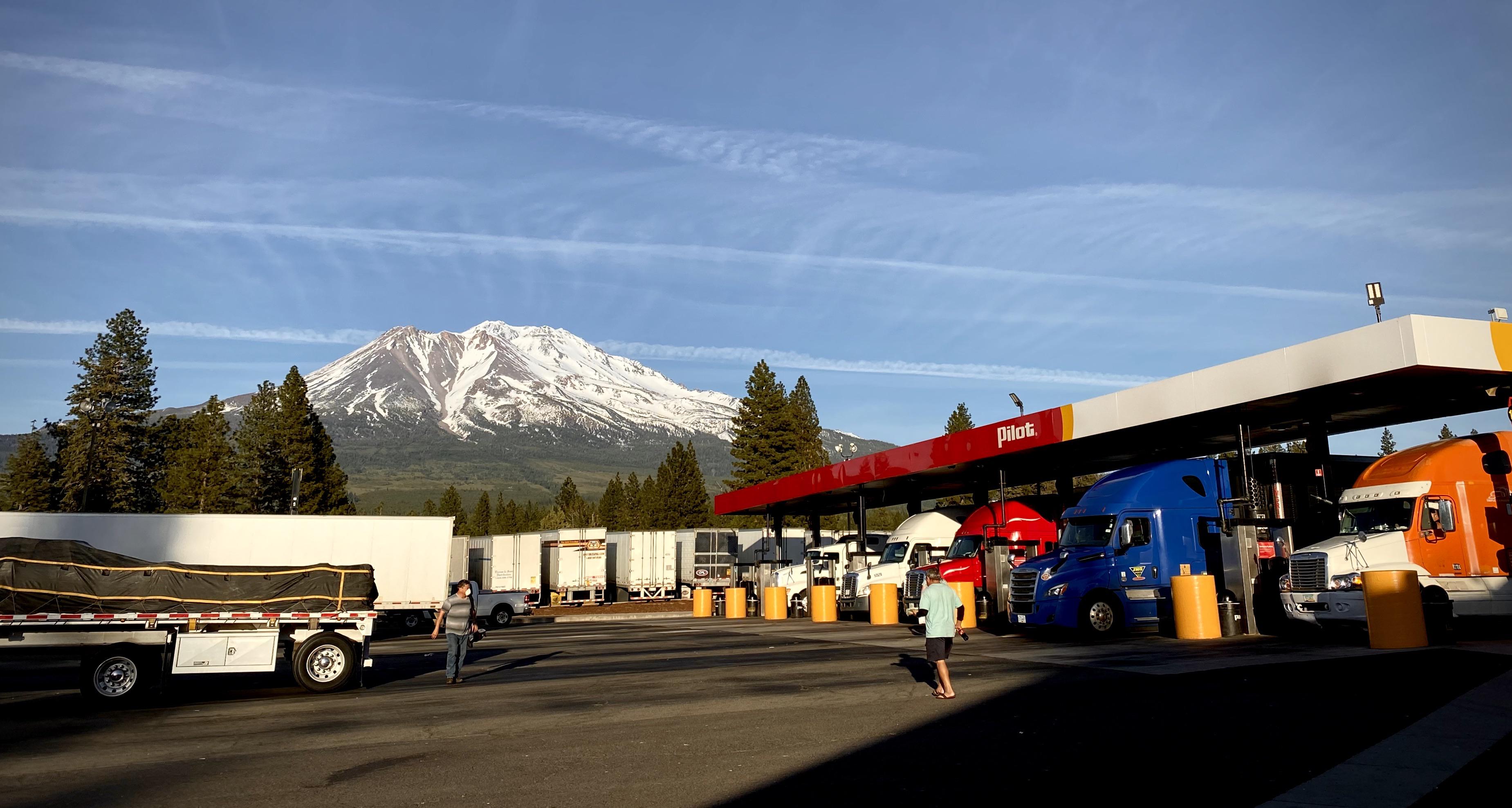 The Pilot in Weed, CA gets my vote for most scenic truck stop. What’s