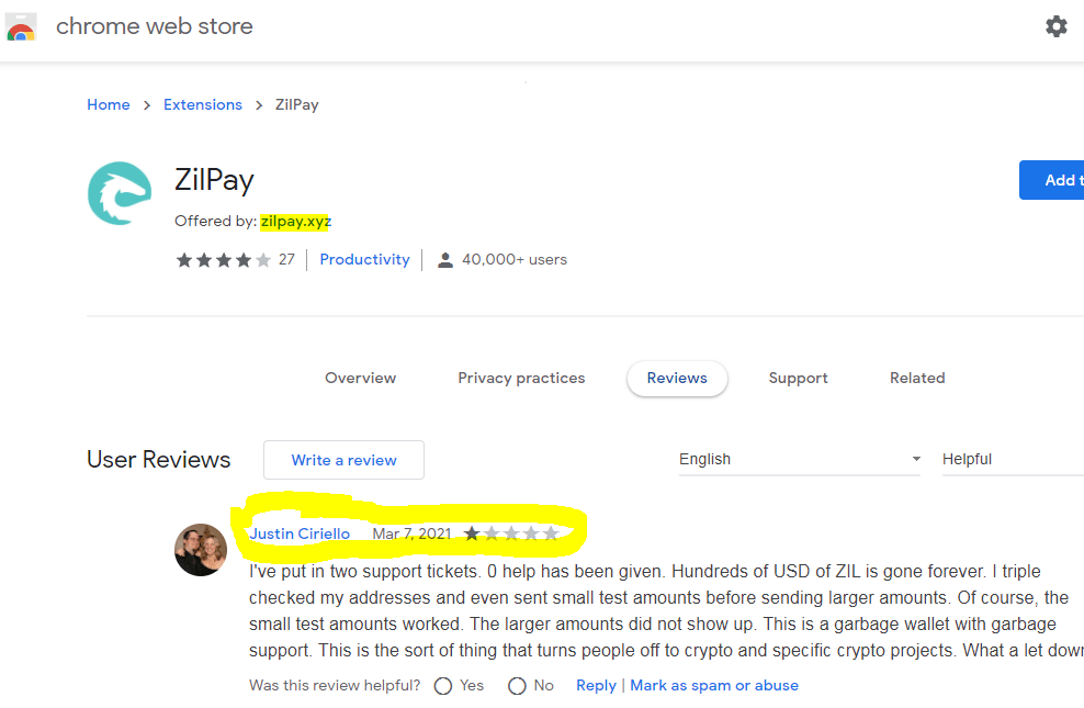 Is this the right Zilpay Extension? Looks fishy because of .xyz ending