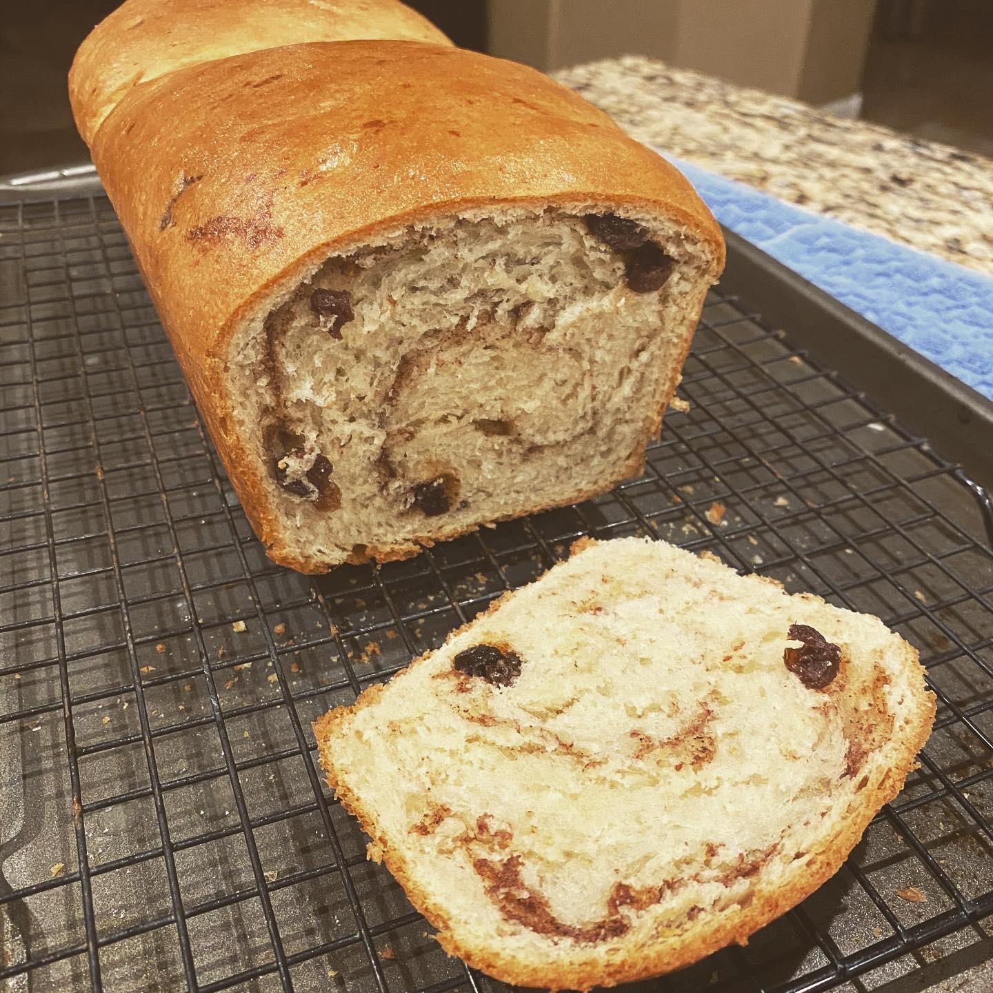 Sourdough Cinnamon Raisin Bread made with discard. This is my first