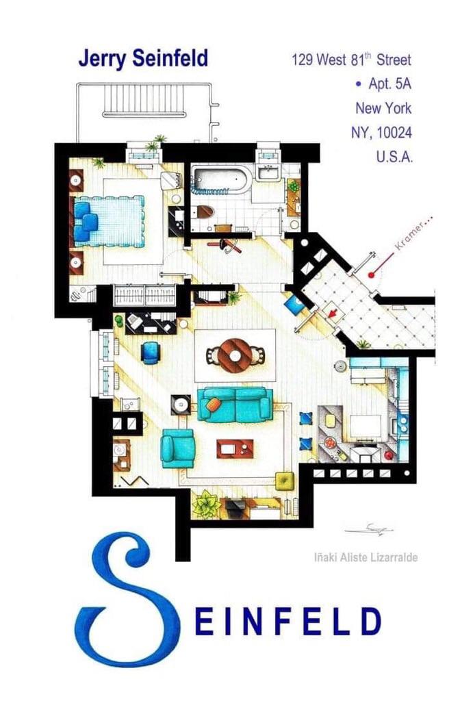 Jerry’s apartment layout r/seinfeld