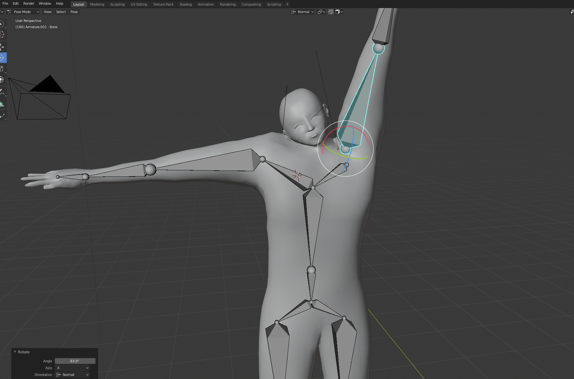 when i move the arm his head shrinks. r/blender