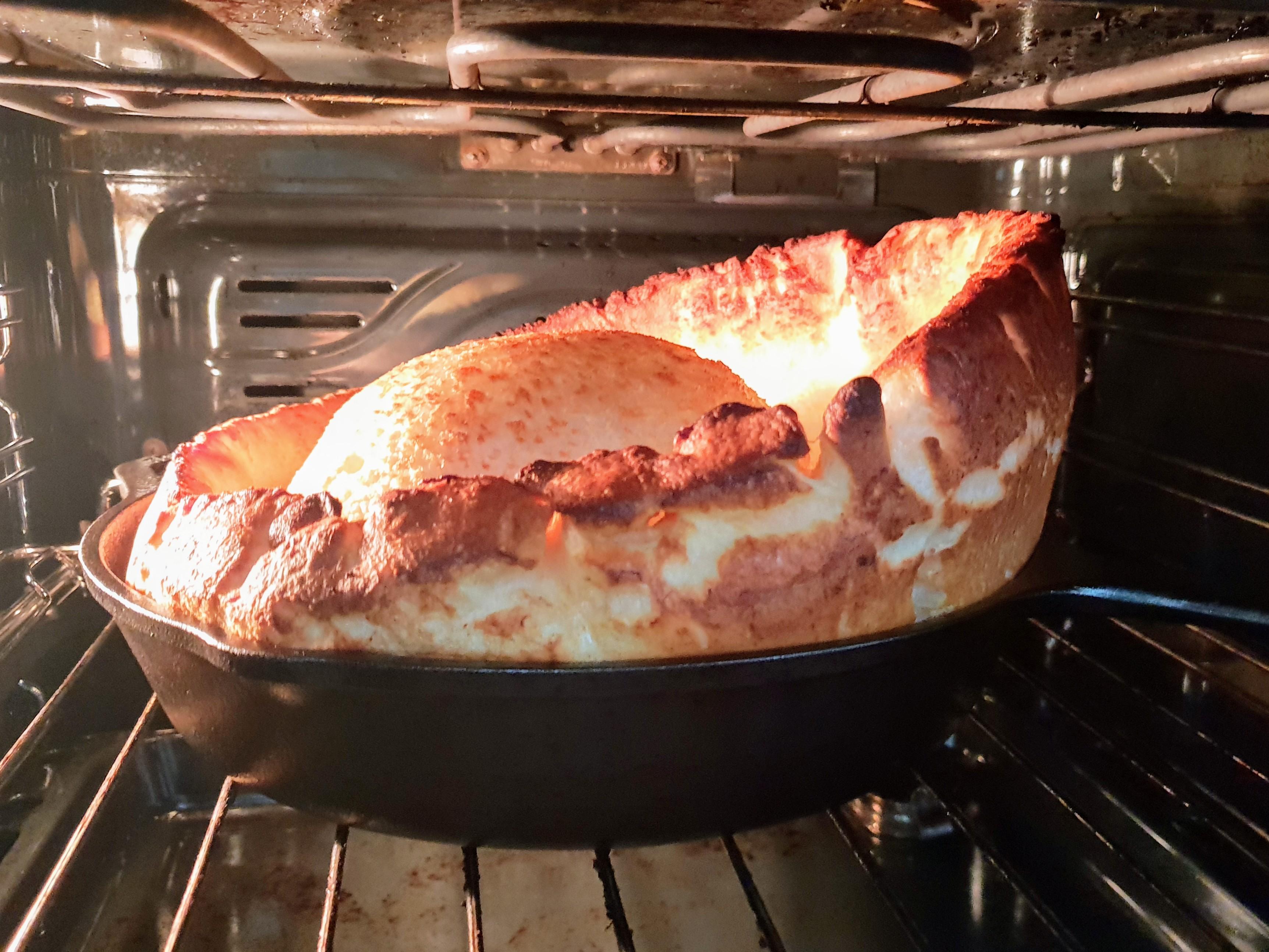 I bought my first cast iron skillet and made my first Dutch Baby. Used recipe by Robin Bellinger