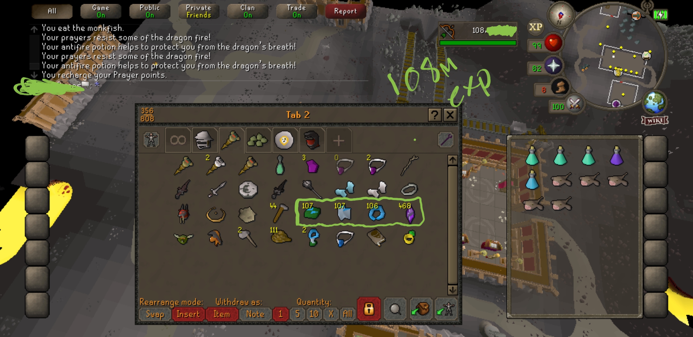 108m range xp, collection from brutals r/2007scape