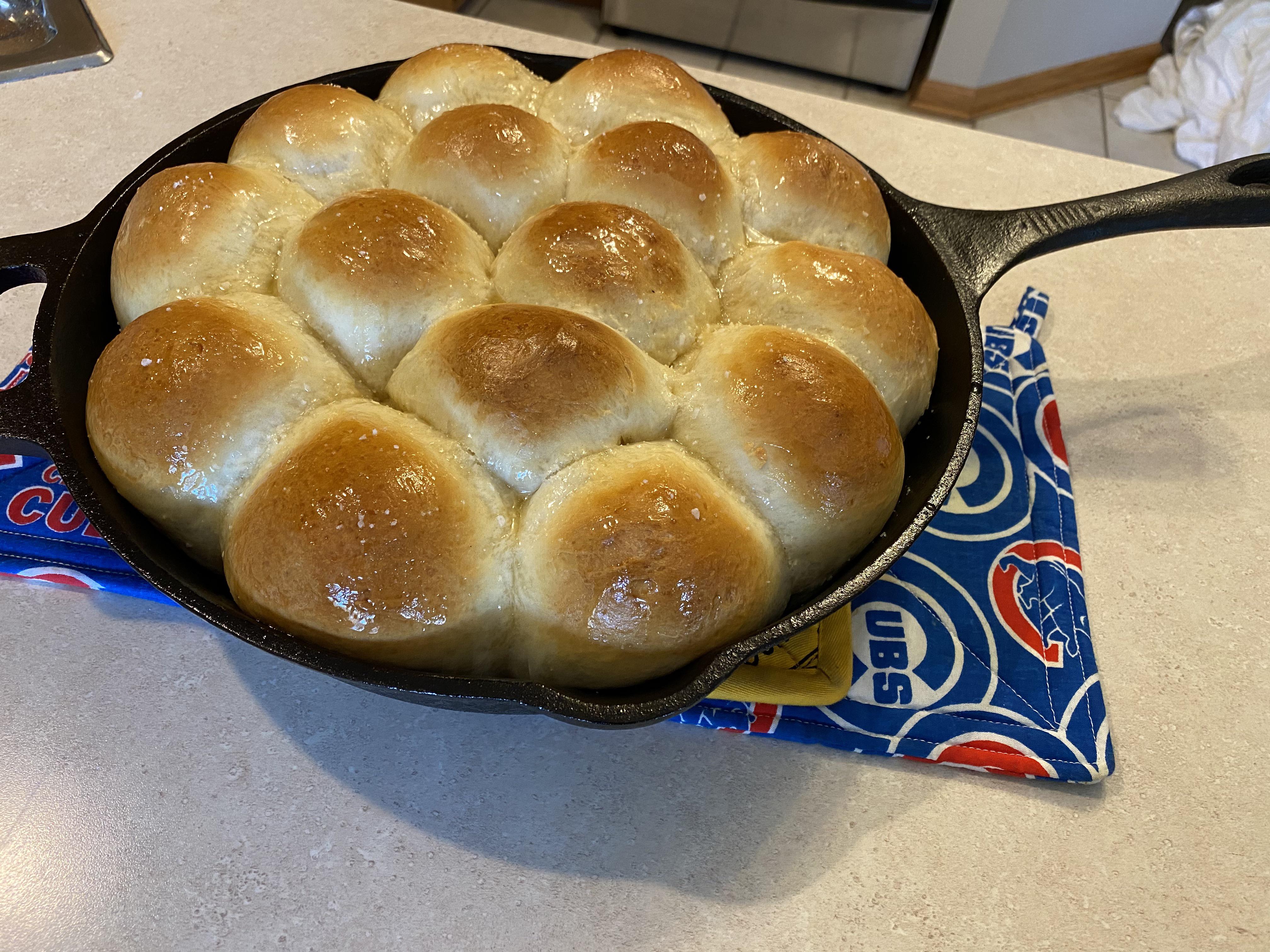 First time making making rolls in cast iron. (Recipe in the comments