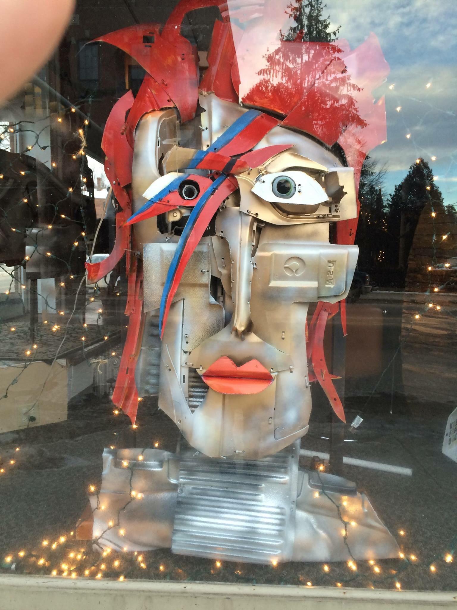 My dad makes sculptures out of old car parts. Here’s his tribute to