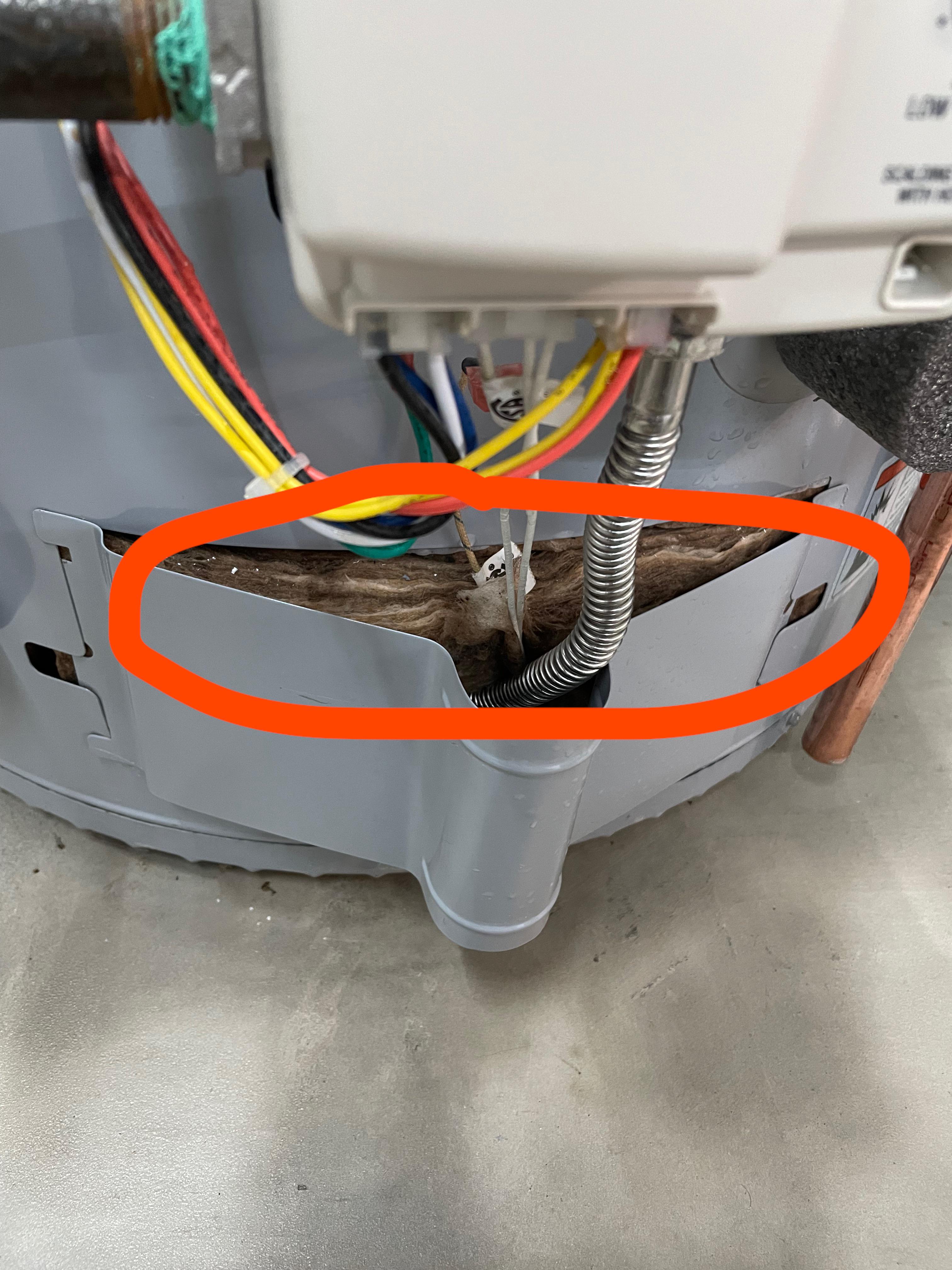 Minor leak in the basement from the 1st floor. This insulation piece of the water heater took a