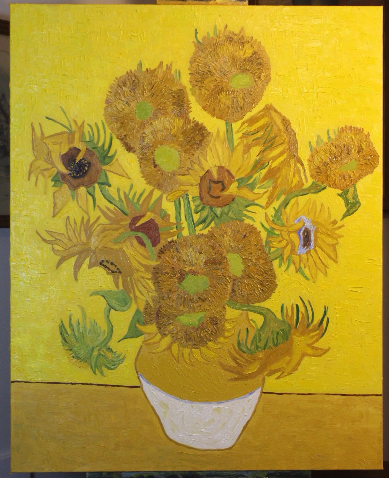My first commission! My take on Van Gogh's Vase with 15 Sunflowers