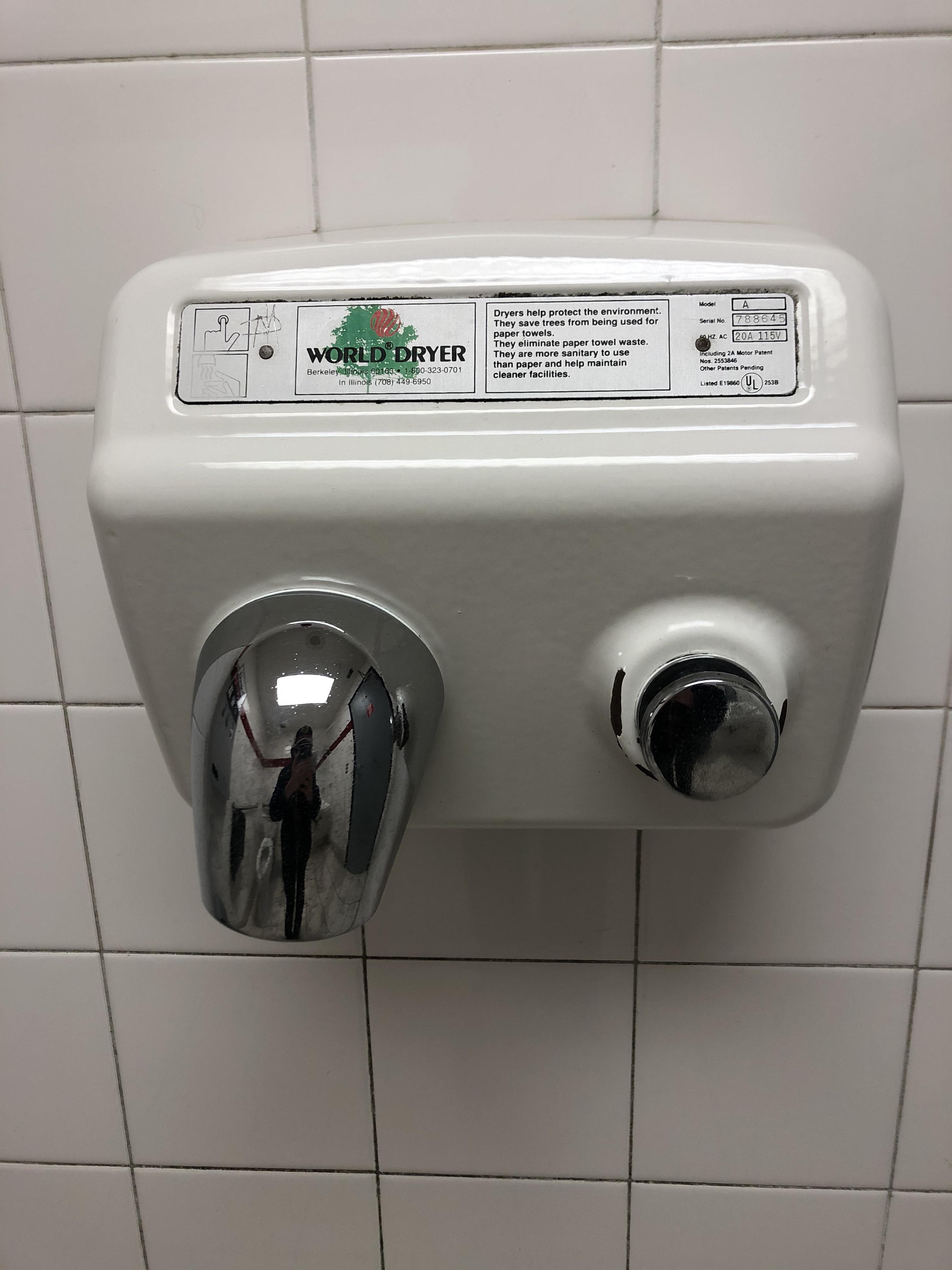A World Dryer Model A at Speedway in Frankfort, IL. r/HandDryer