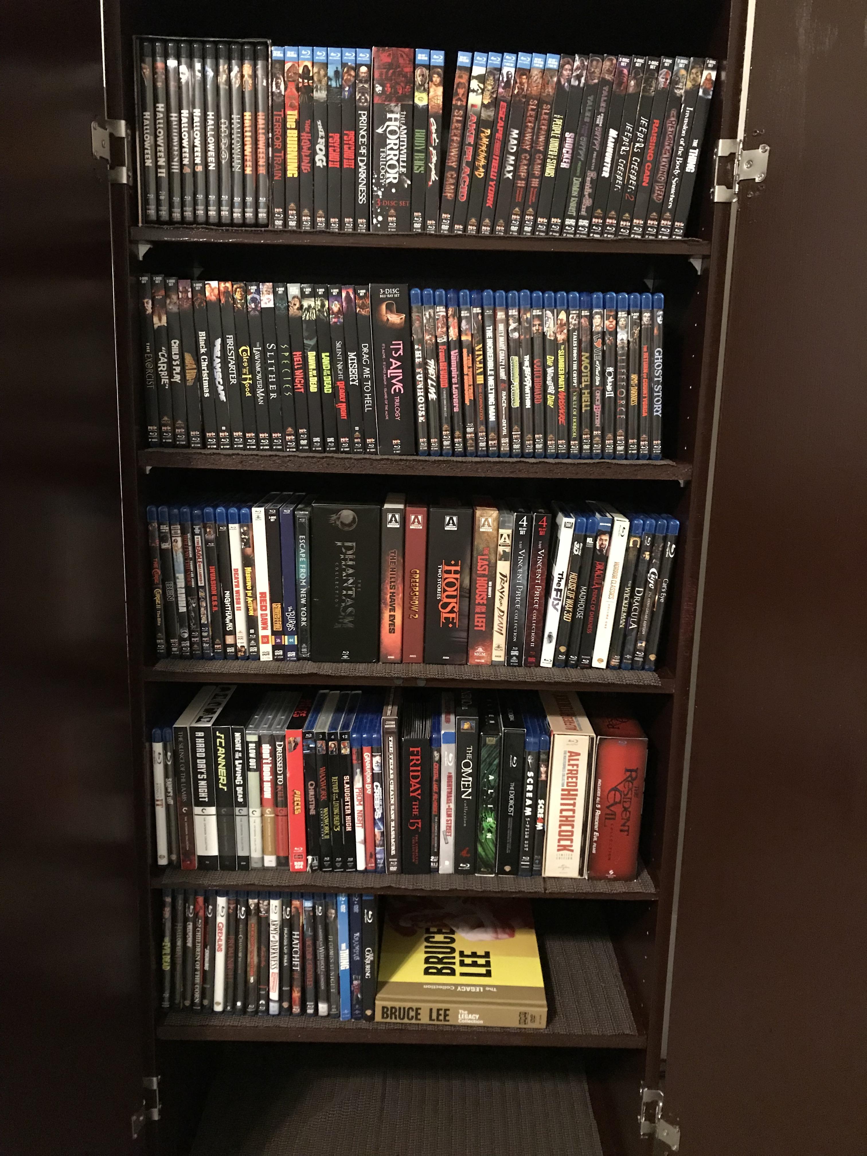 My growing collection of Scream Factory Blu rays plus other great