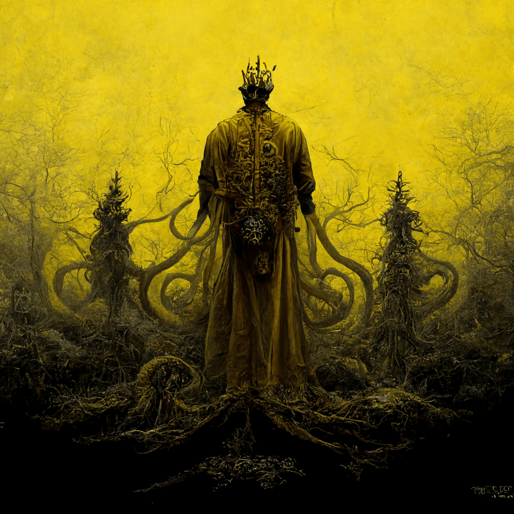 The King in Yellow, Created by MidJourney. ImaginaryMonsters