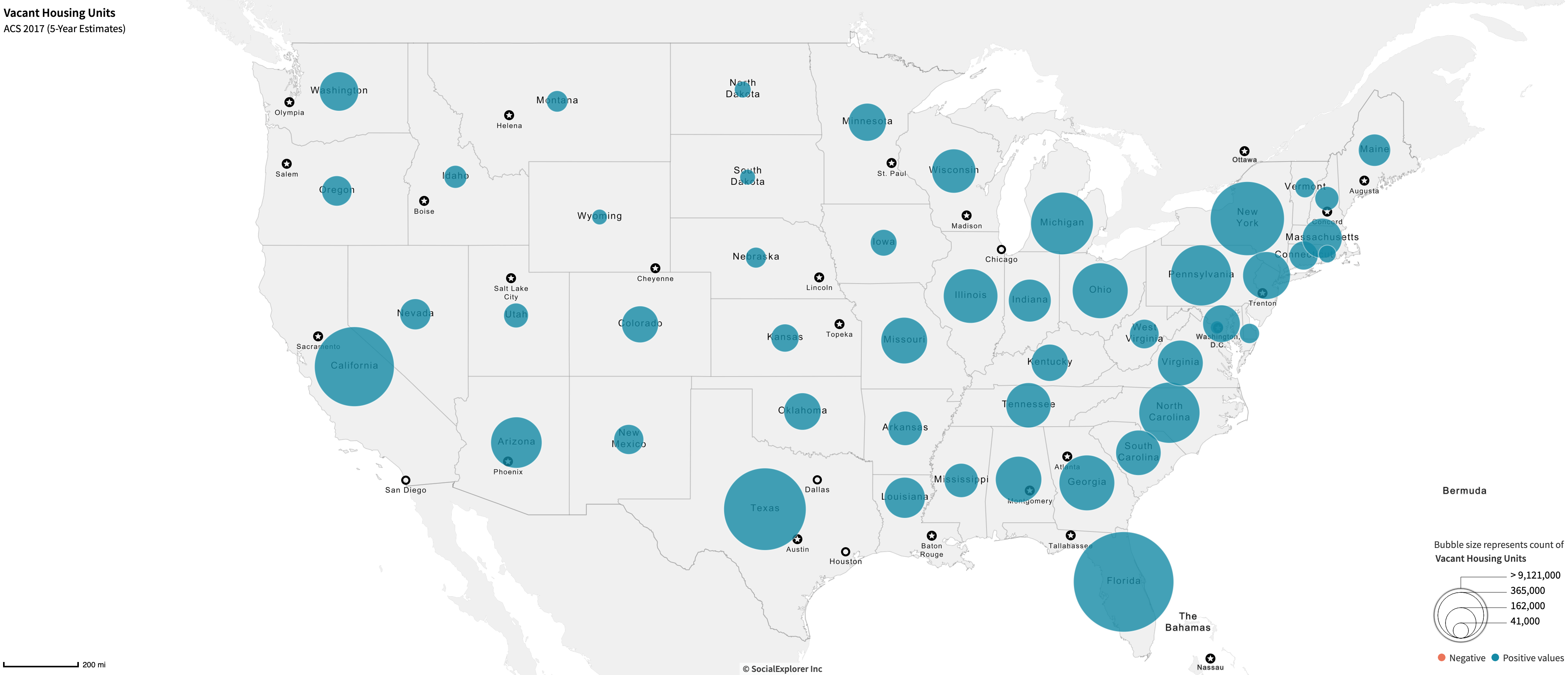 [OC] Number of Vacant Housing Units on State Level r/dataisbeautiful