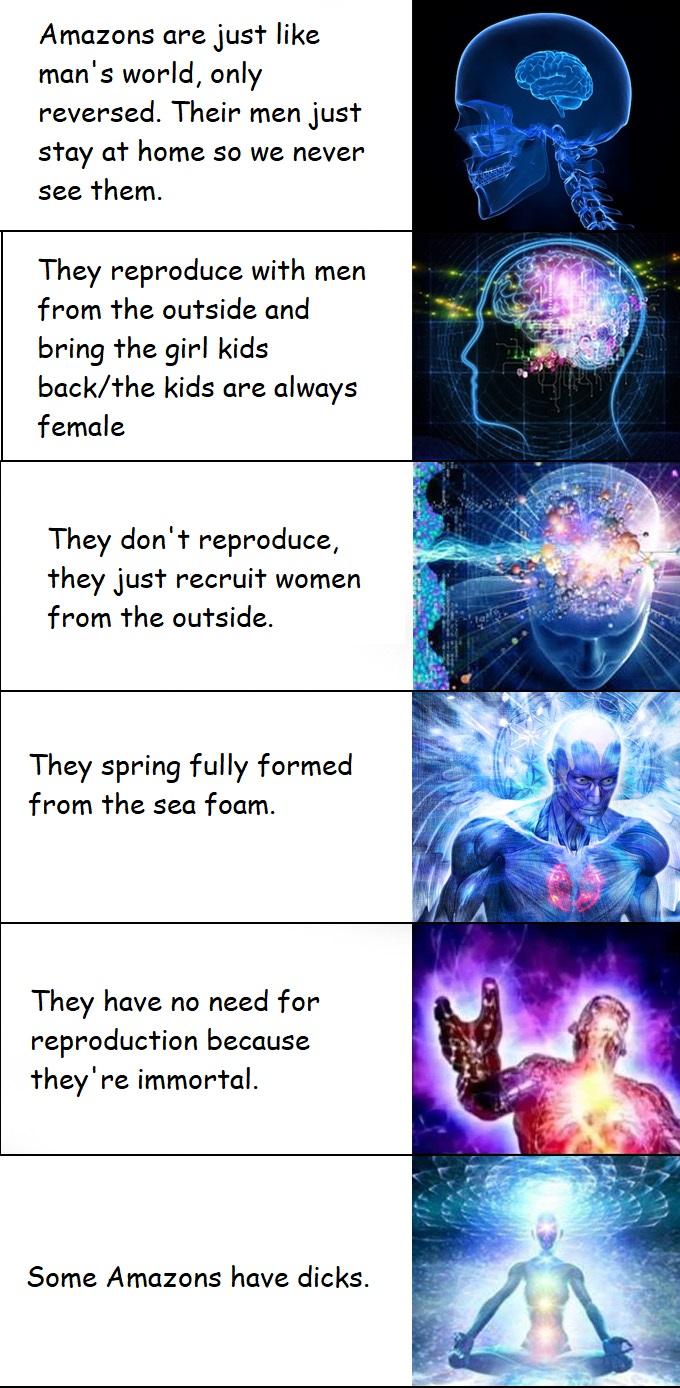 Galaxy Brain meme on Amazon reproduction (by me) traaaaaaannnnnnnnnns