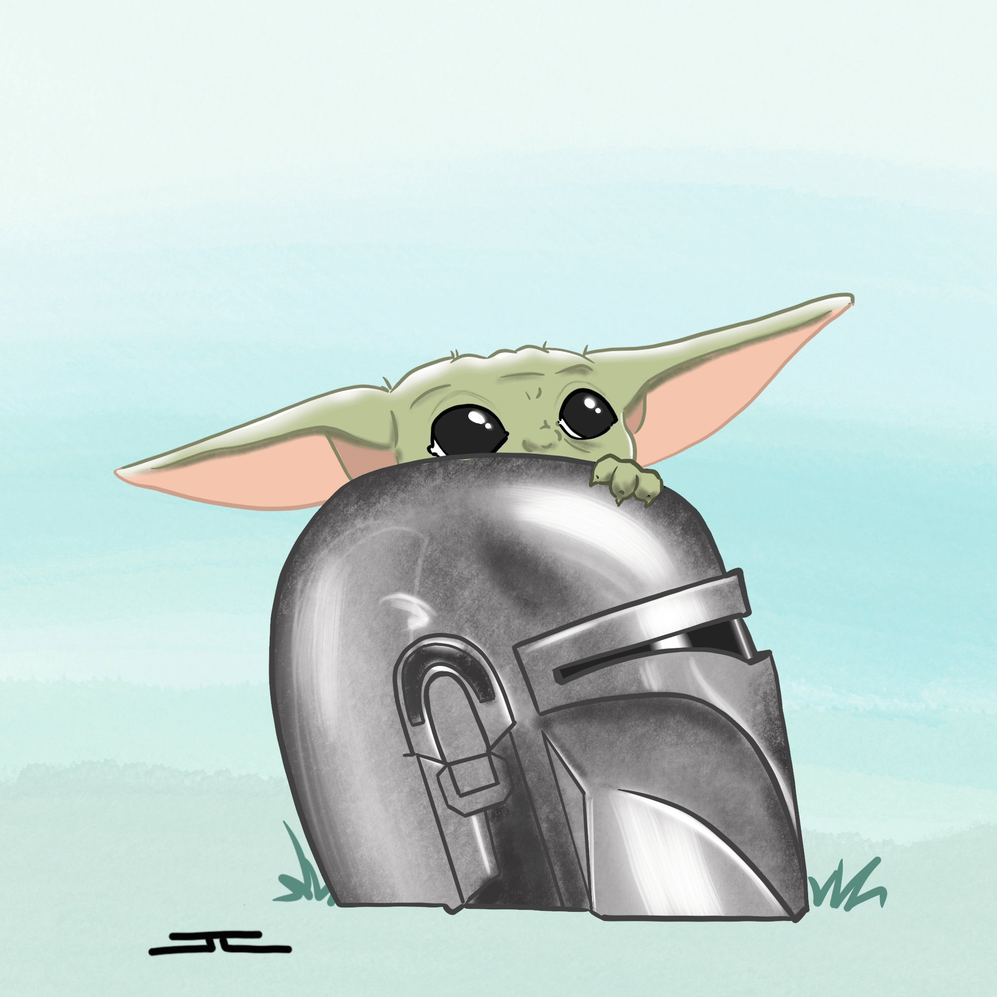 Baby Yoda And Mando Movie Wallpaper