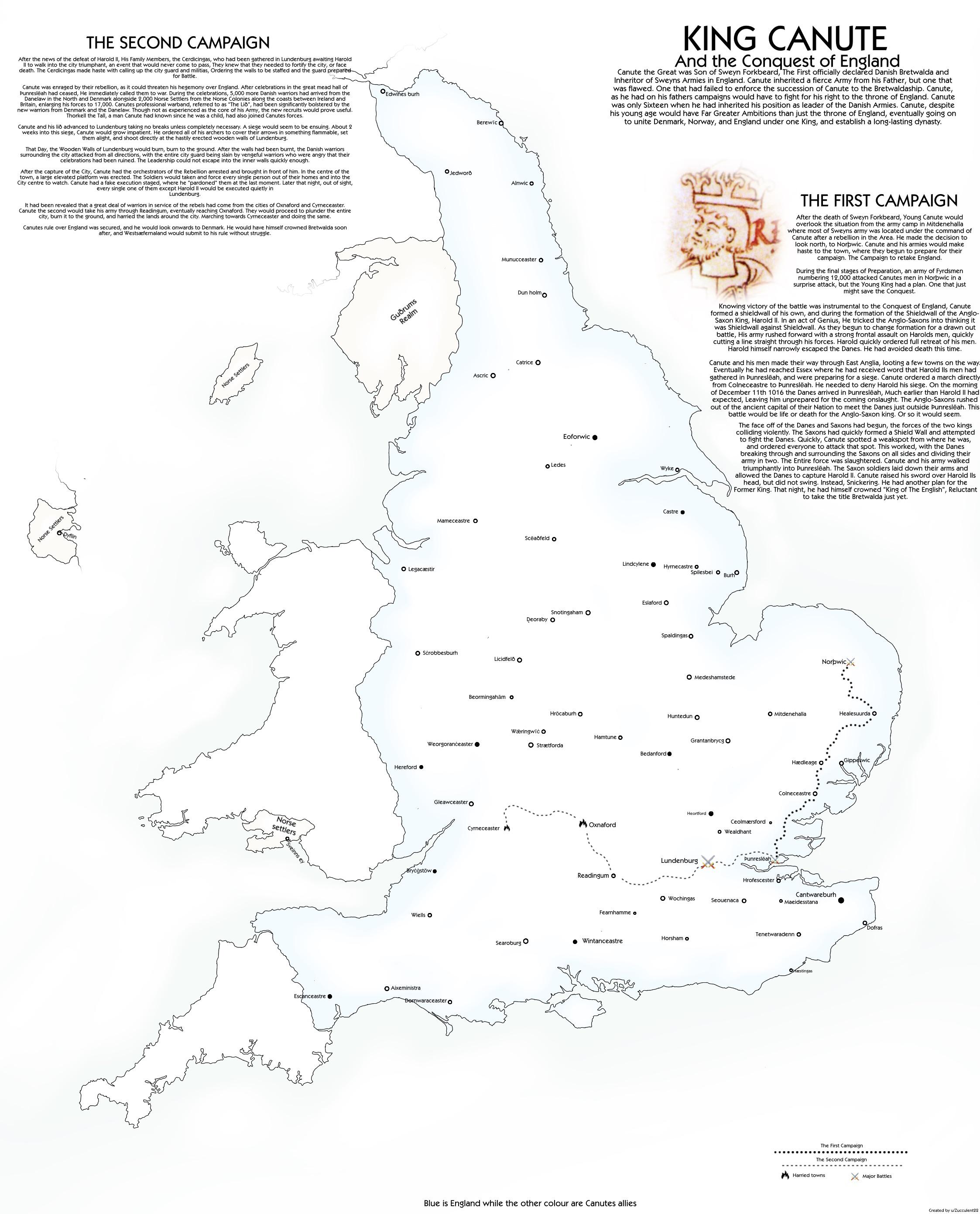 King Canute The Conquest of England r/imaginarymaps