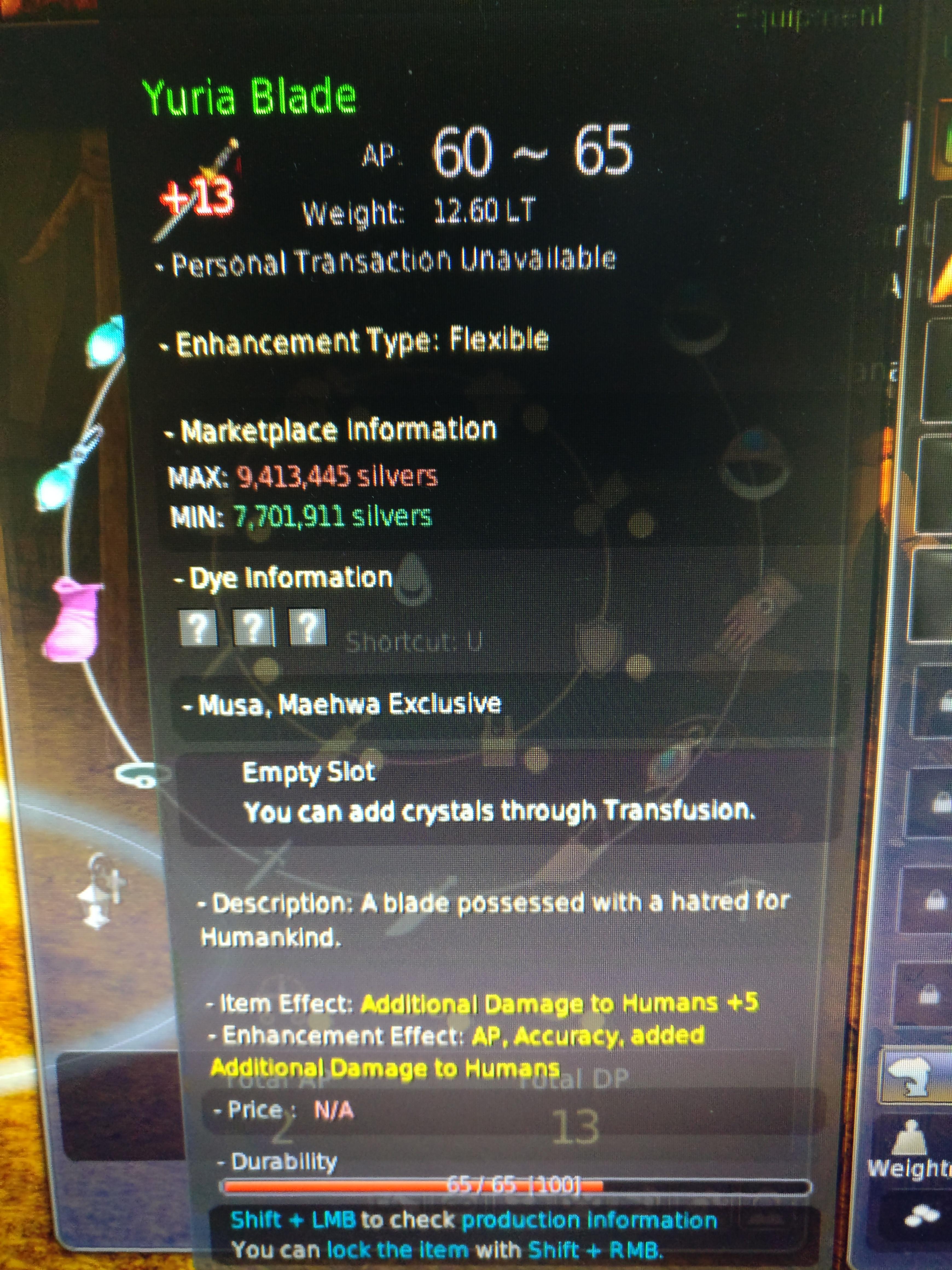 How can i repair the durability of my Yuria Blade?