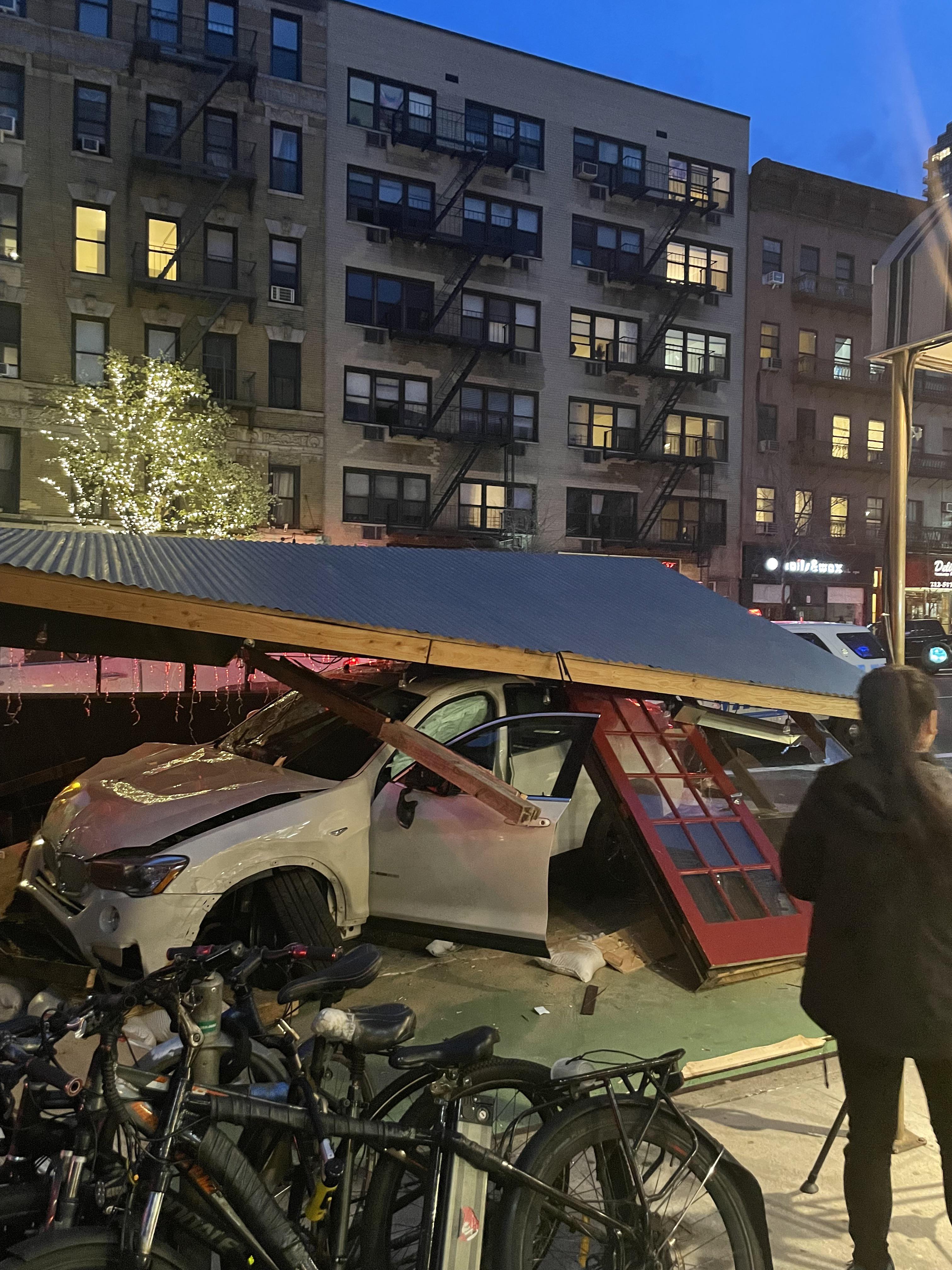 A car ran into The Sefton’s (UES) outdoor dining structure r/nyc