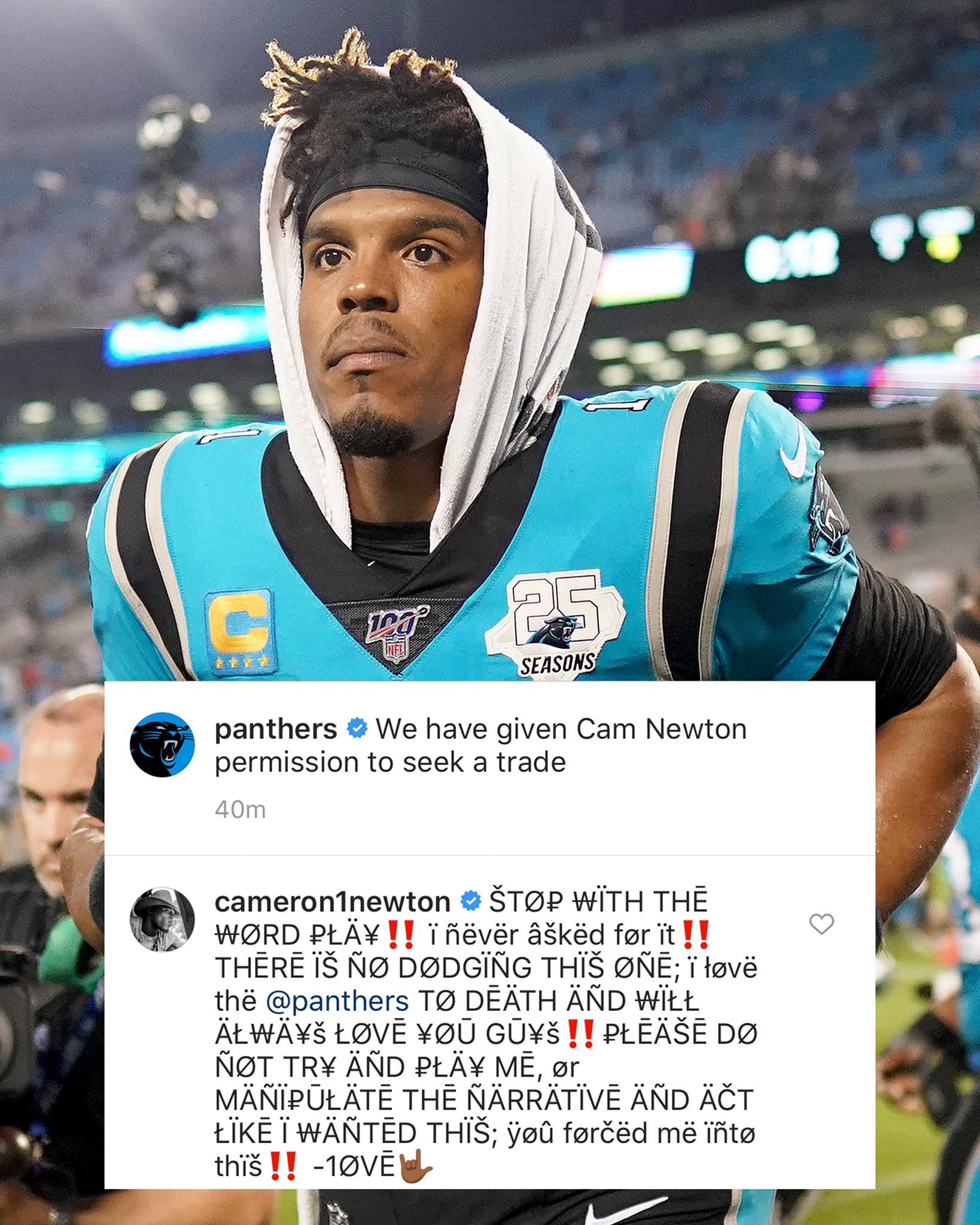 Cam Newton, a grown man, using this font unironically all the time