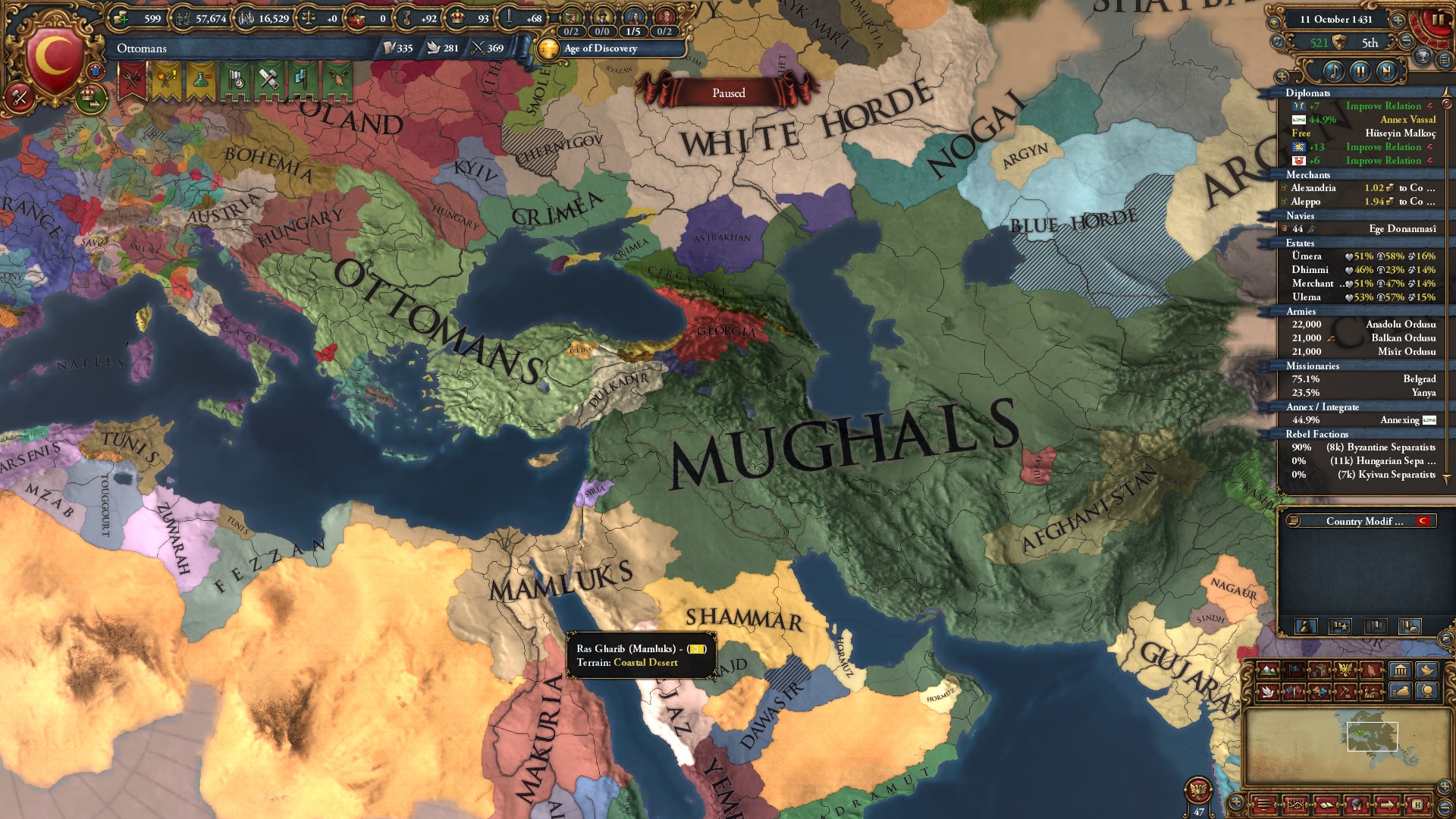 Clash of Titans! Ottomans(me) vs Mughals. additional info in comments. r/eu4