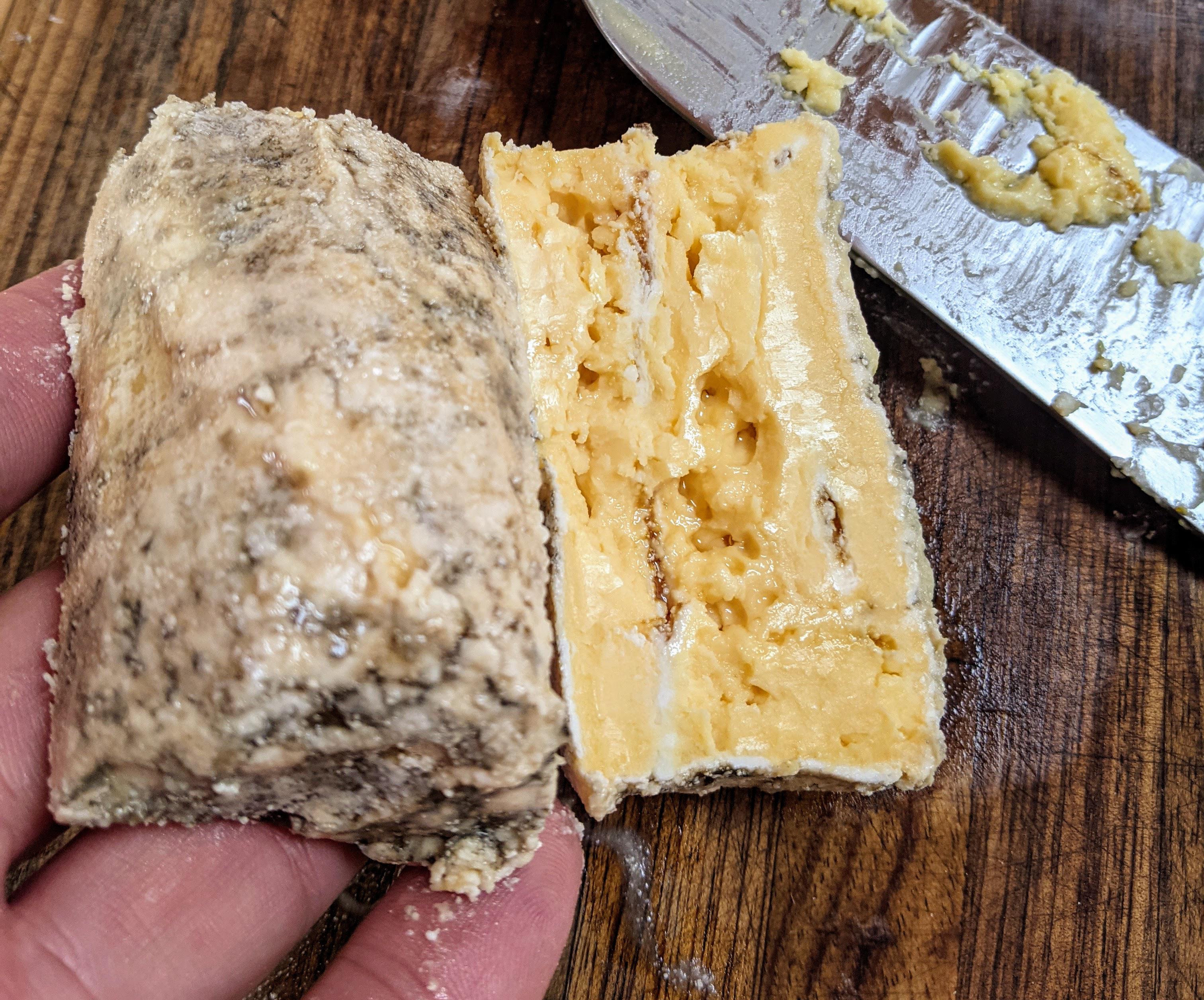 Vac Packed blue cheese. The most disgusting appearance and most amazing