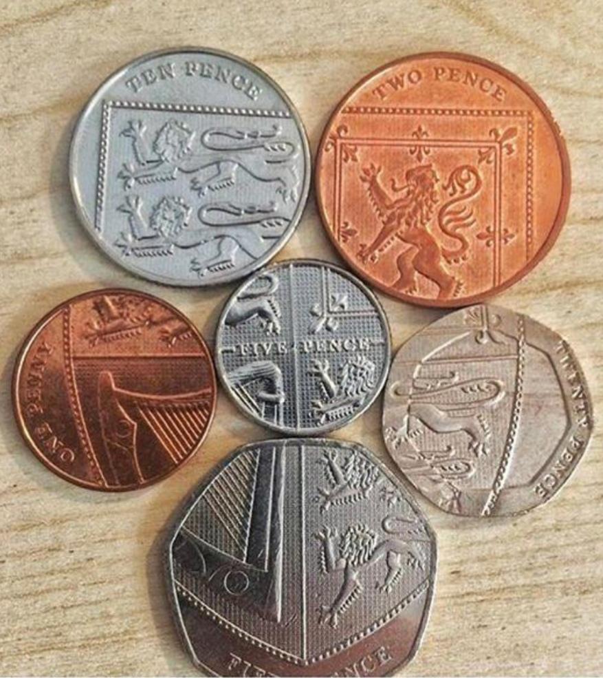 English coins (50p>1p included) are infact a puzzle. BeAmazed
