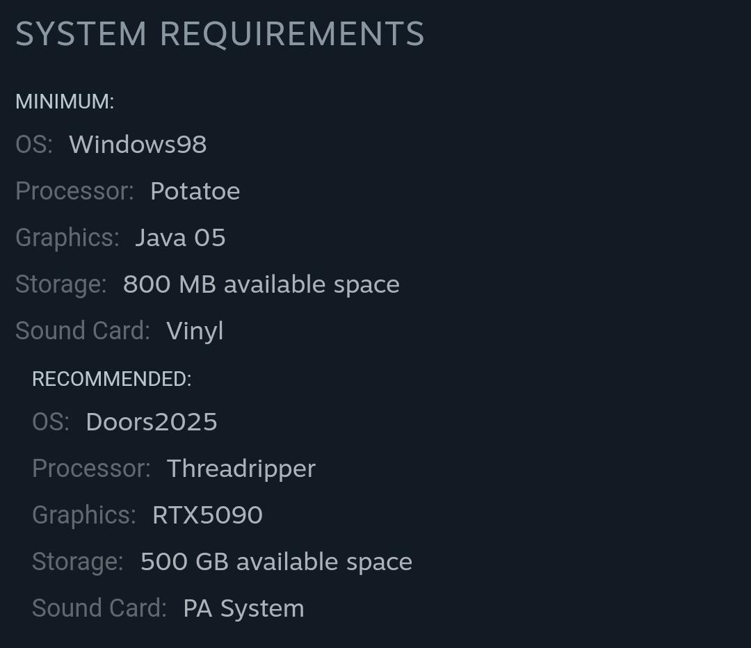 How would I determine accurate system requirements for my game? As of