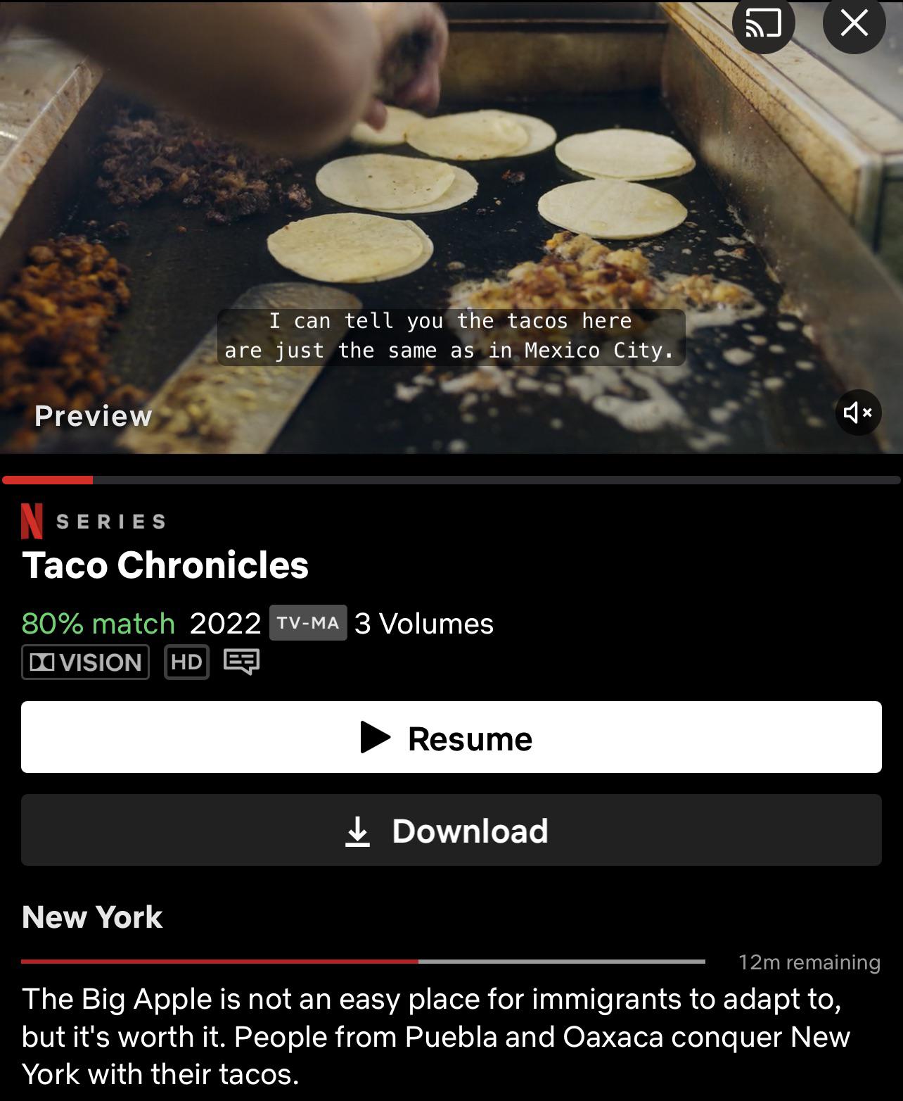 For people seeking tacos, don’t miss this episode on Taco Chronicles on