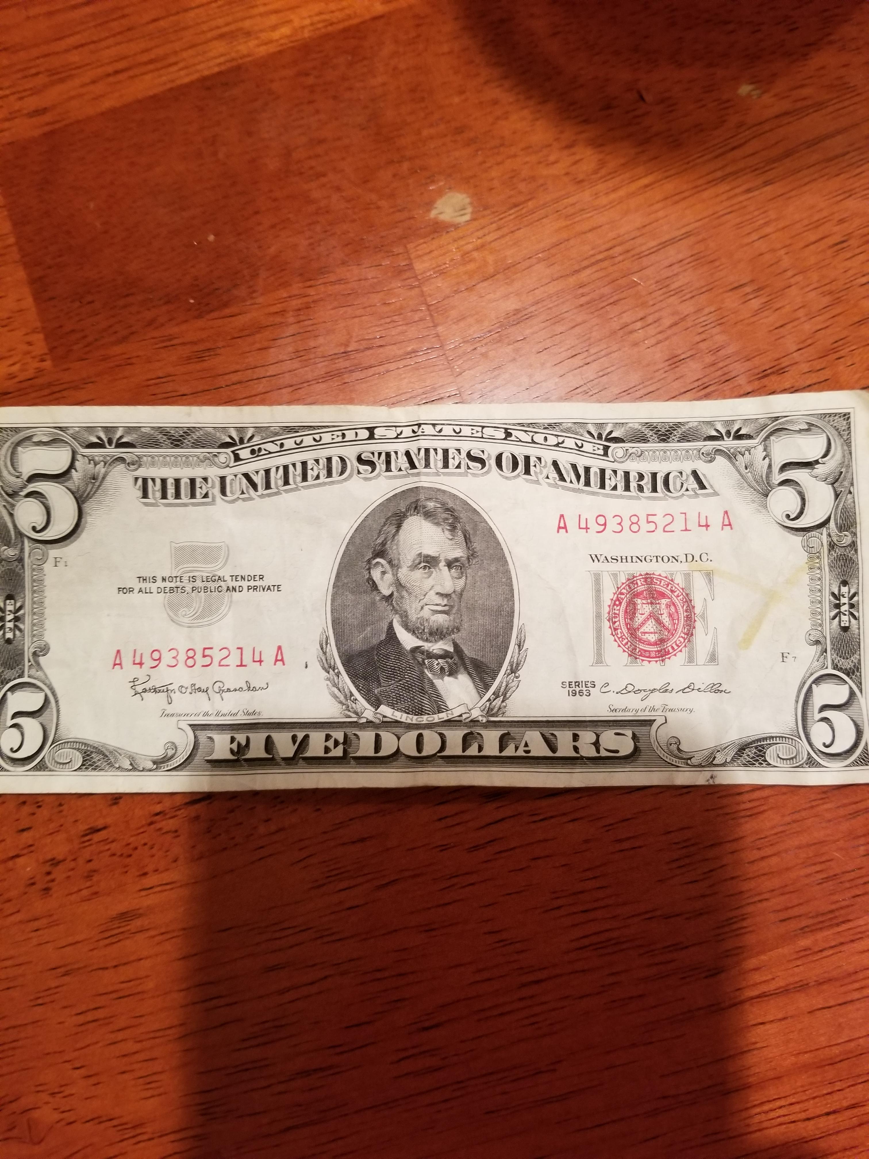 Is A Five Dollar Bill With Red Ink Worth Anything Dollar Poster